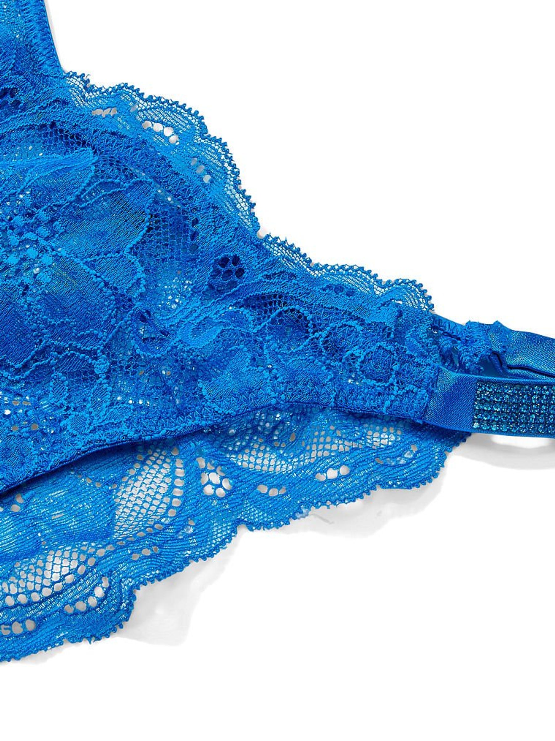 Enamel Blue Lace Shine Strap Brazilian Knickers - Image 2 of 2