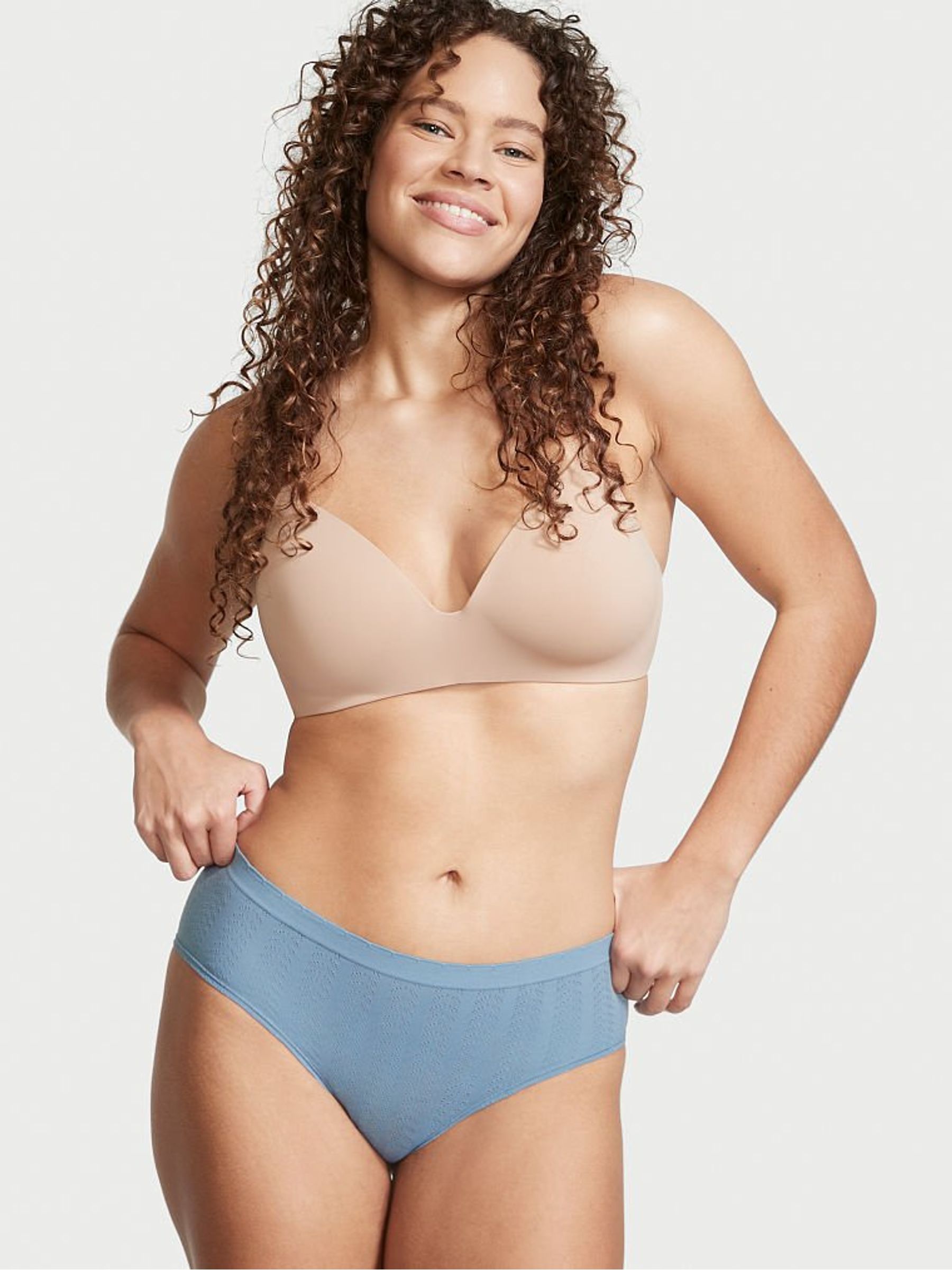 Faded Denim Blue Seamless Hipster Knickers - Image 1 of 4