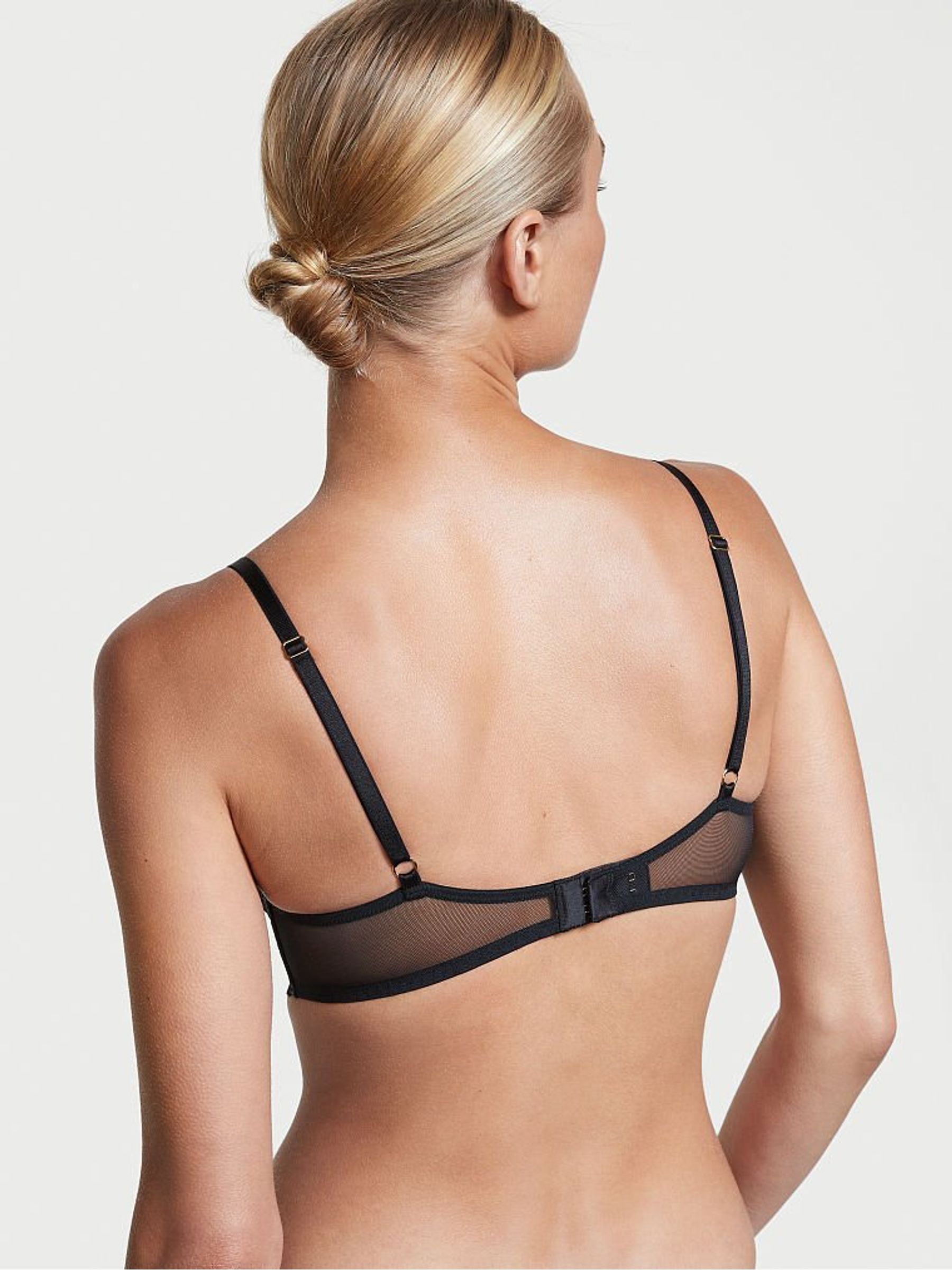 Black Embroidered Unlined Demi Bra - Image 2 of 3