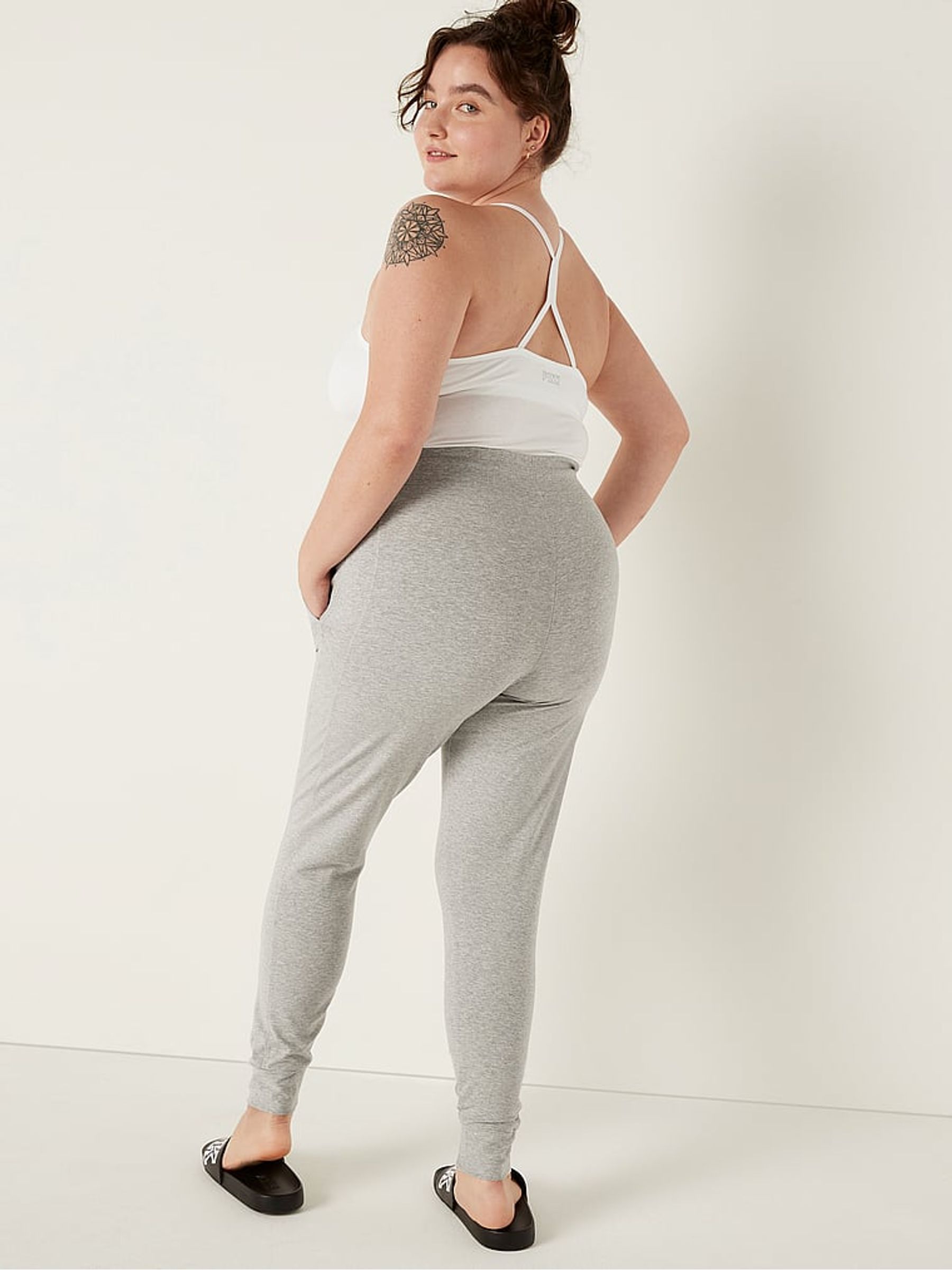 Heather Charcoal Grey Fleece Full Length Jogger - Image 2 of 3