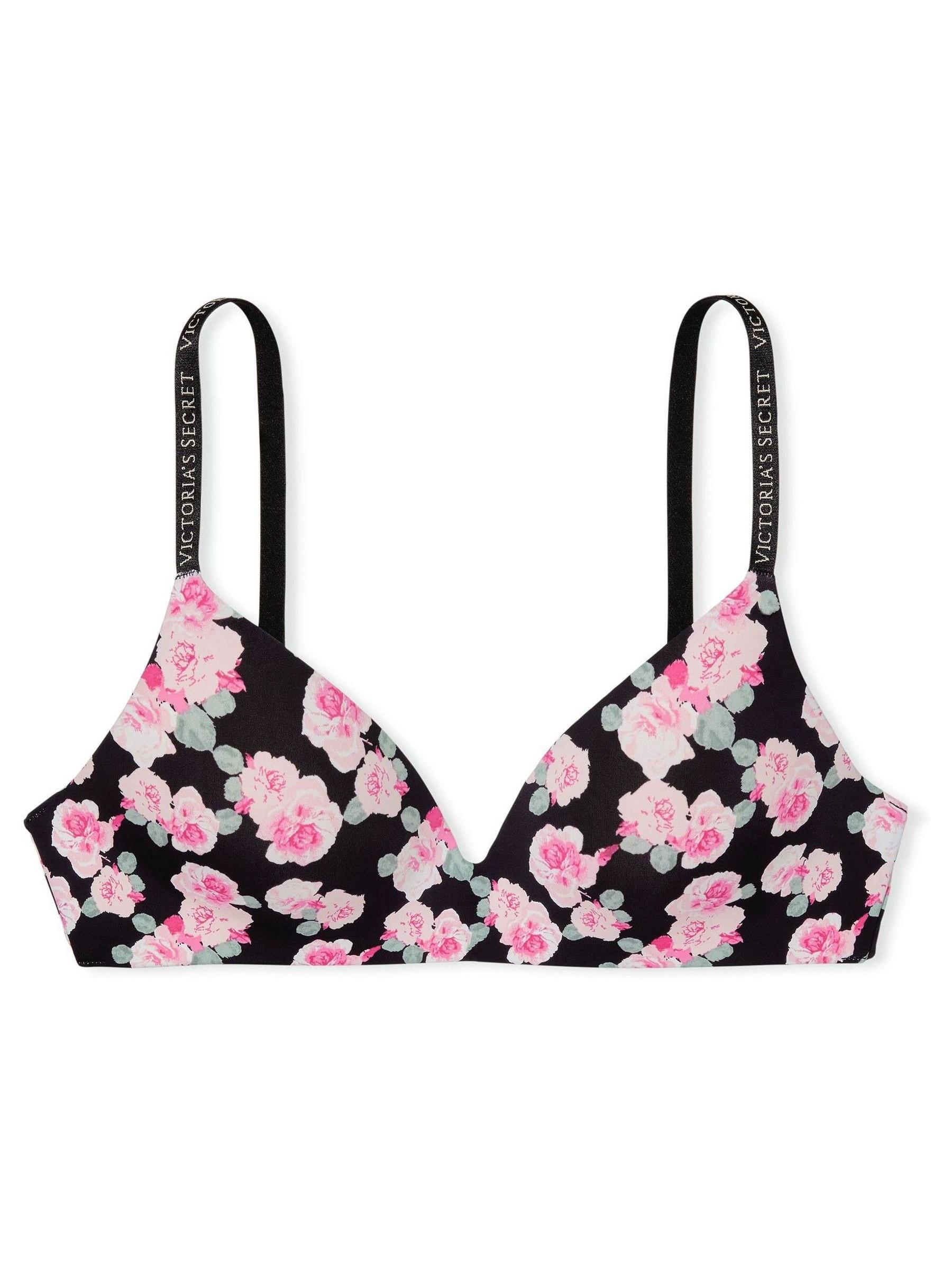 Black Flower Power Smooth Logo Strap Lightly Lined Non Wired T-Shirt Bra - Image 3 of 3