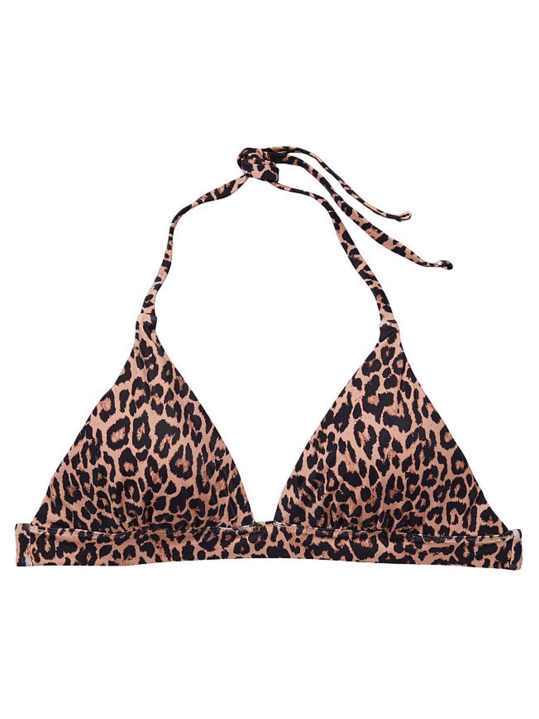 Brown Leopard Print Push Up Swim Bikini Top - Image 4 of 4