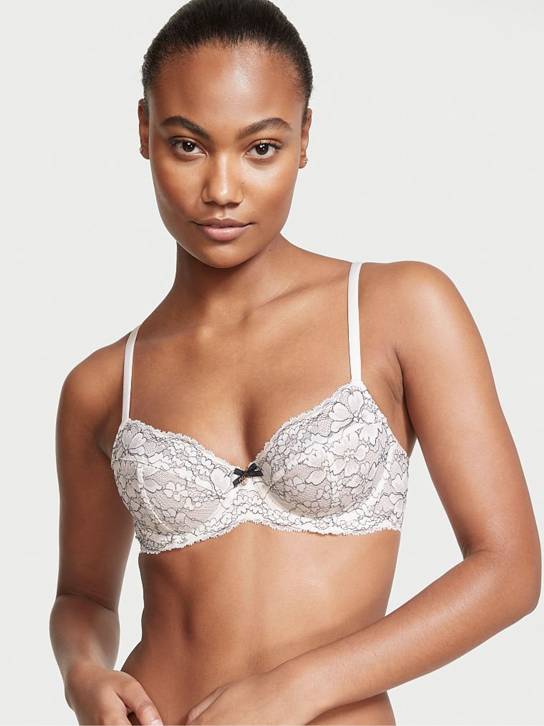 Coconut White Corded XDYE Lace Unlined Demi Bra - Image 1 of 4