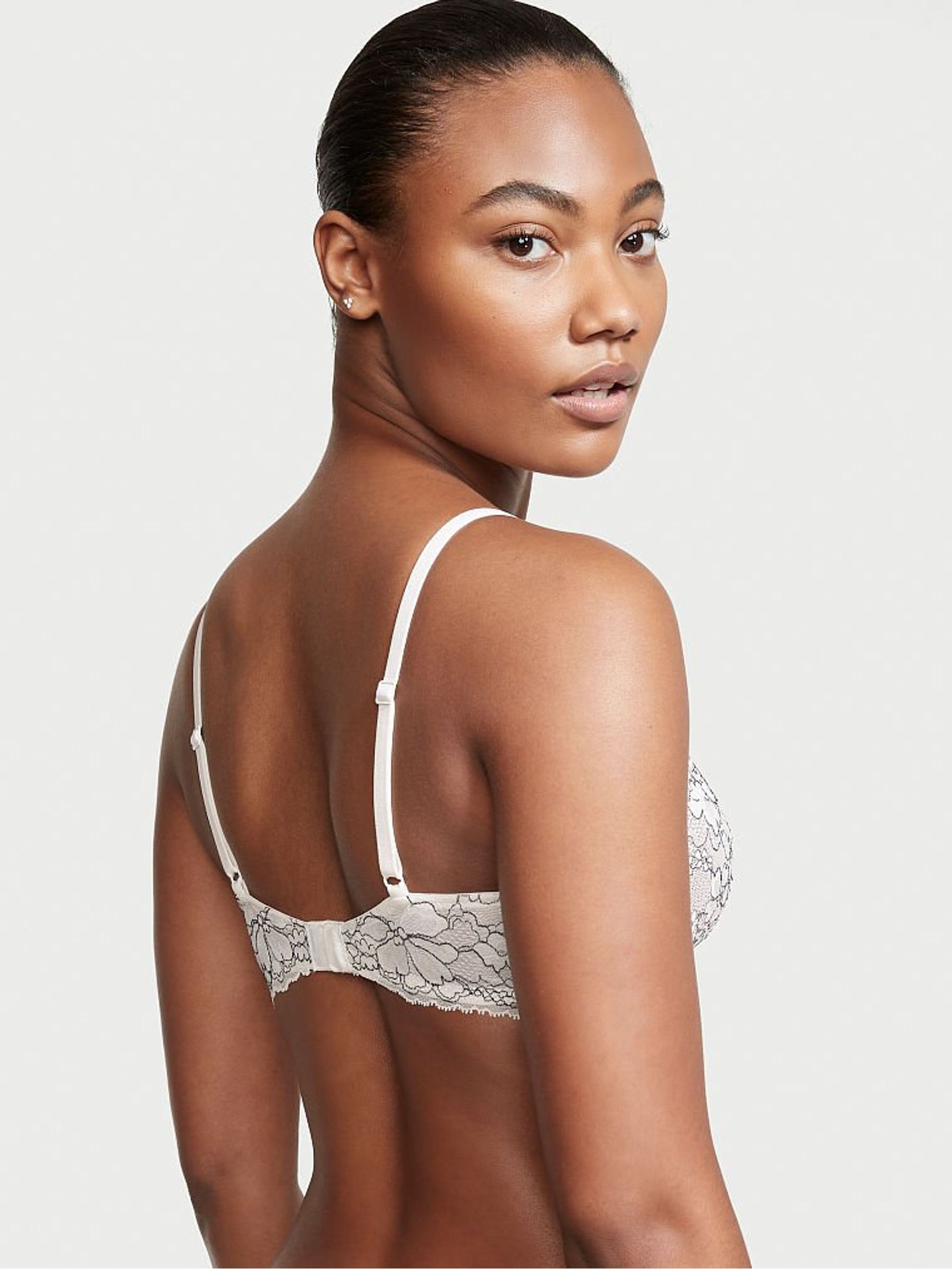 Coconut White Corded XDYE Lace Unlined Demi Bra - Image 2 of 4
