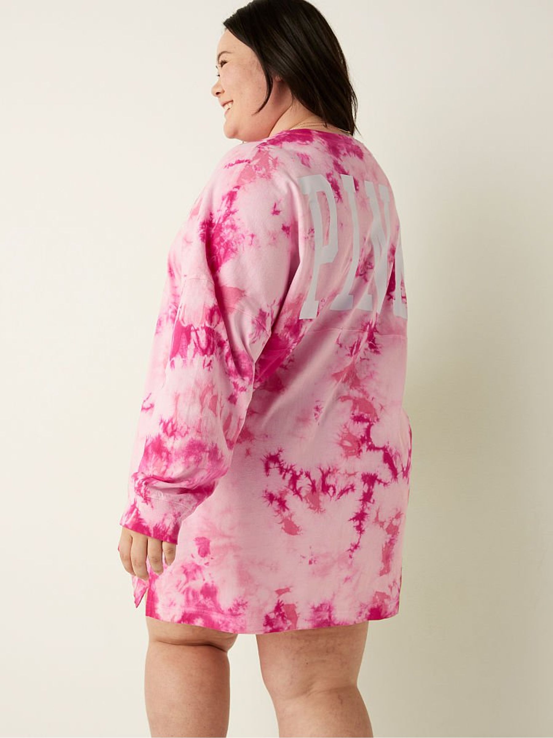 Pink Varsity Long Sleeve Crew Dress - Image 2 of 5 Pink Varsity Long Sleeve Crew Dress - Image 2 of 5