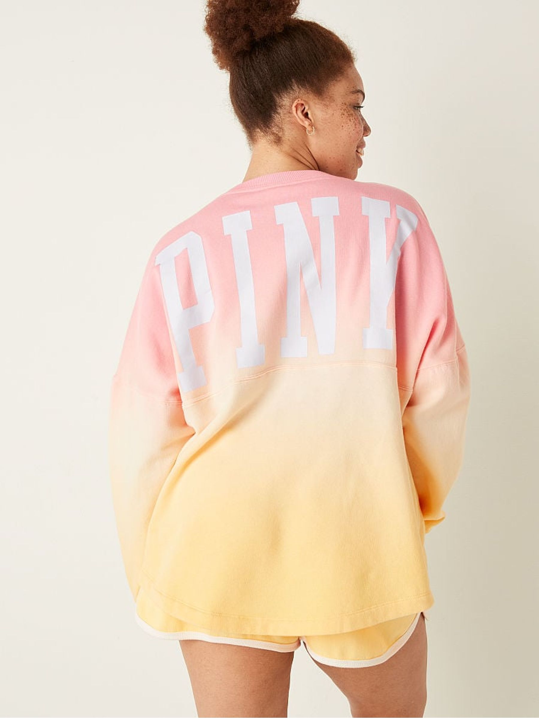 Light Ivory Ombre Fleece Oversized Long Sleeve Sweatshirt - Image 3 of 4