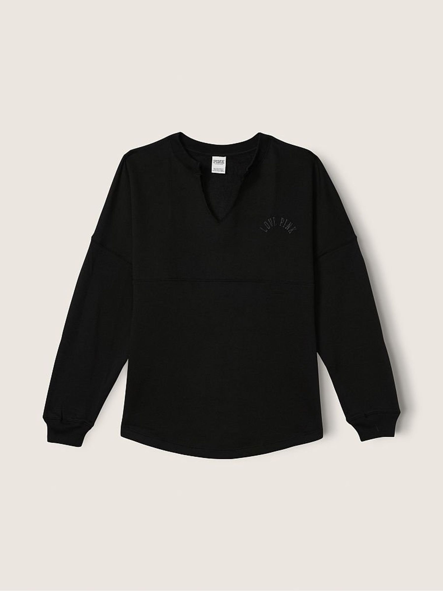 Pure Black Varsity Notch Crew Sweatshirt - Image 3 of 4