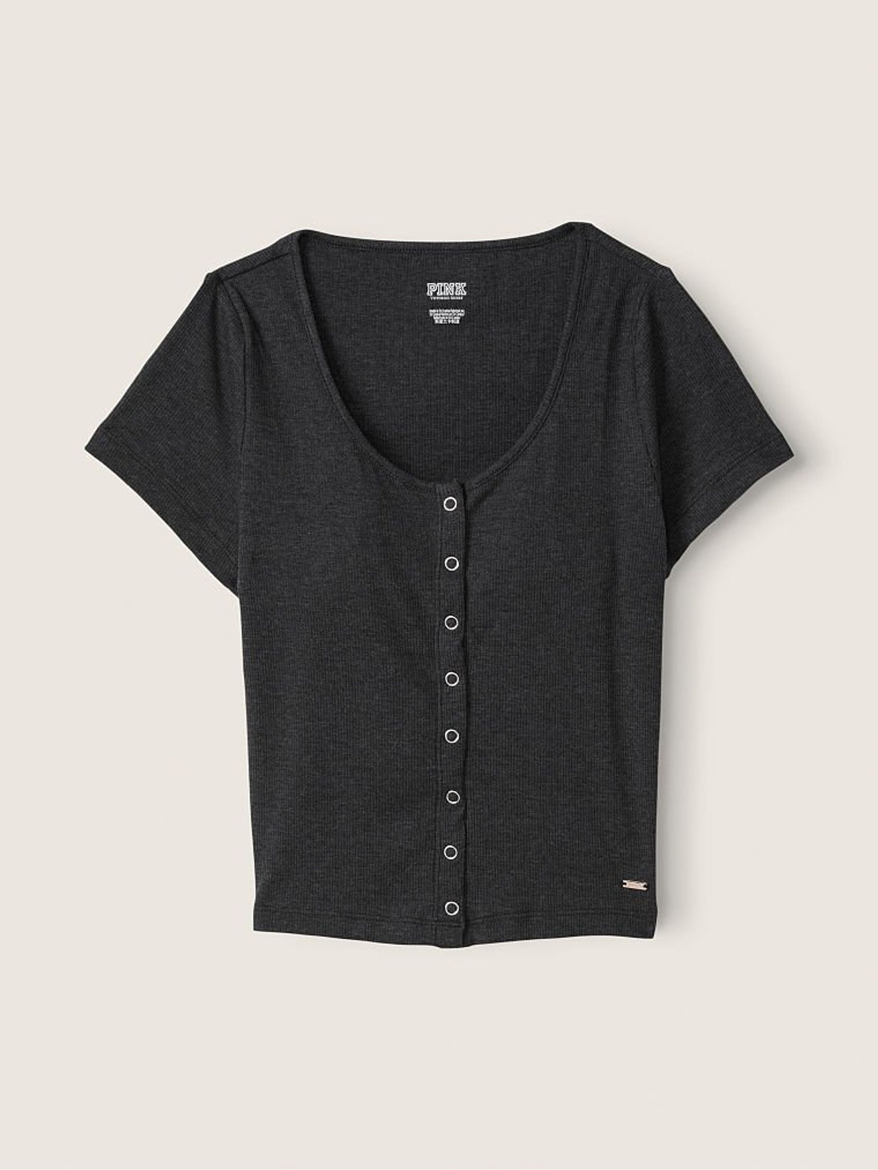 Pure Black Shrunken Rib Crop Tee - Image 3 of 4