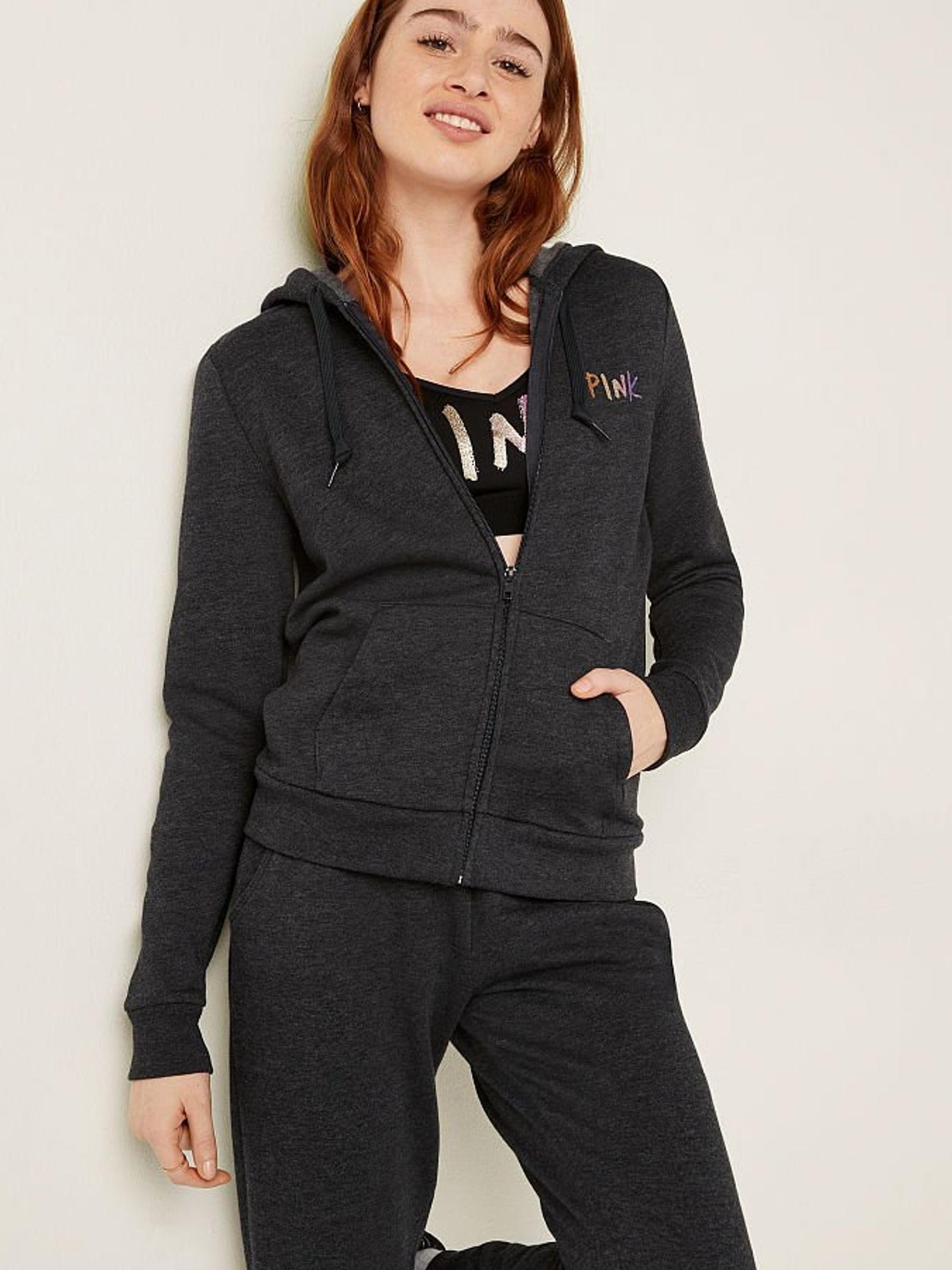 Pure Black With Brushed Shine Gradient Logo Everyday Lounge Perfect FullZip - Image 1 of 5