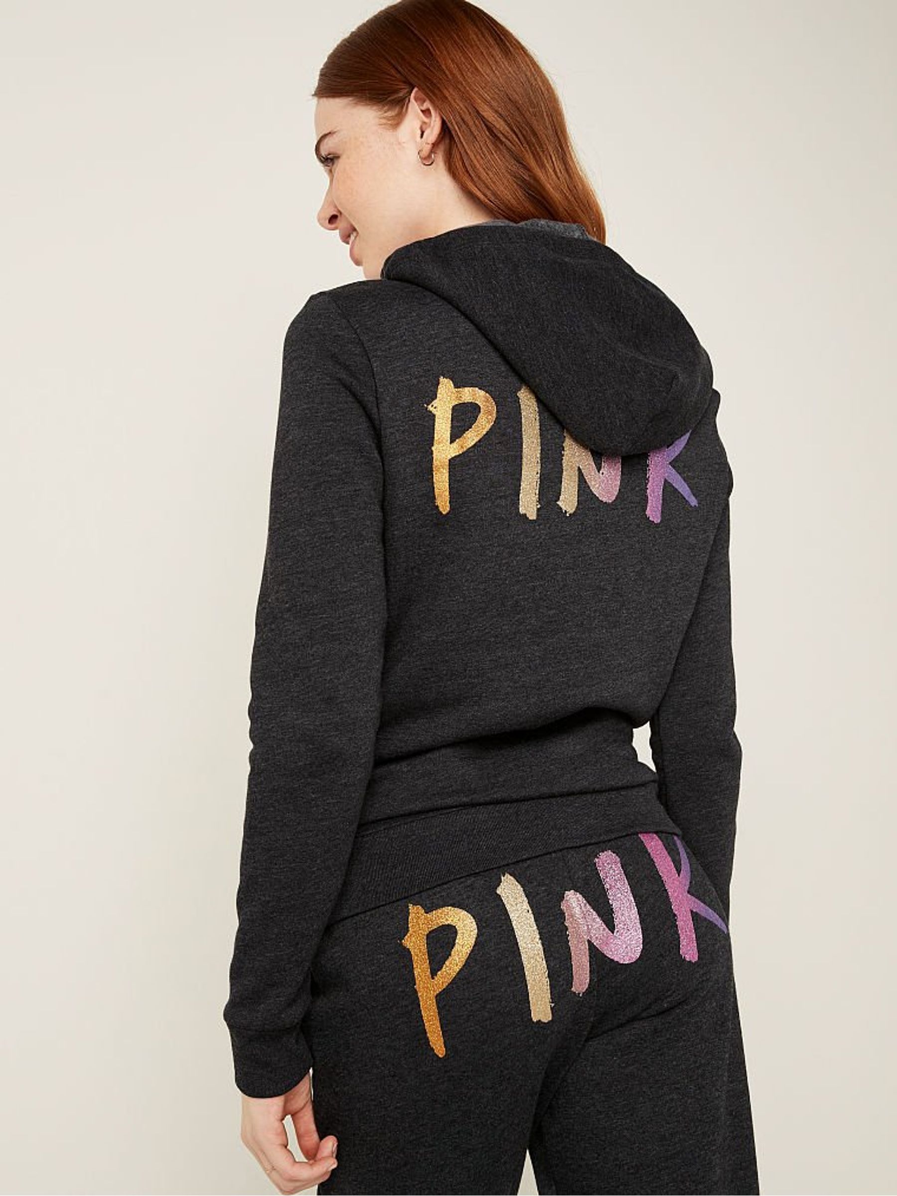 Pure Black With Brushed Shine Gradient Logo Everyday Lounge Perfect FullZip - Image 4 of 5