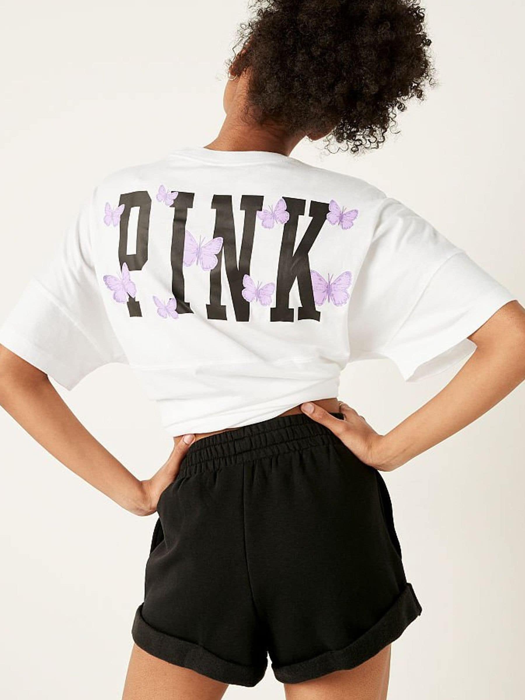 Pure Black With Graphic High Waist Campus Roll Hem Short - Image 2 of 4