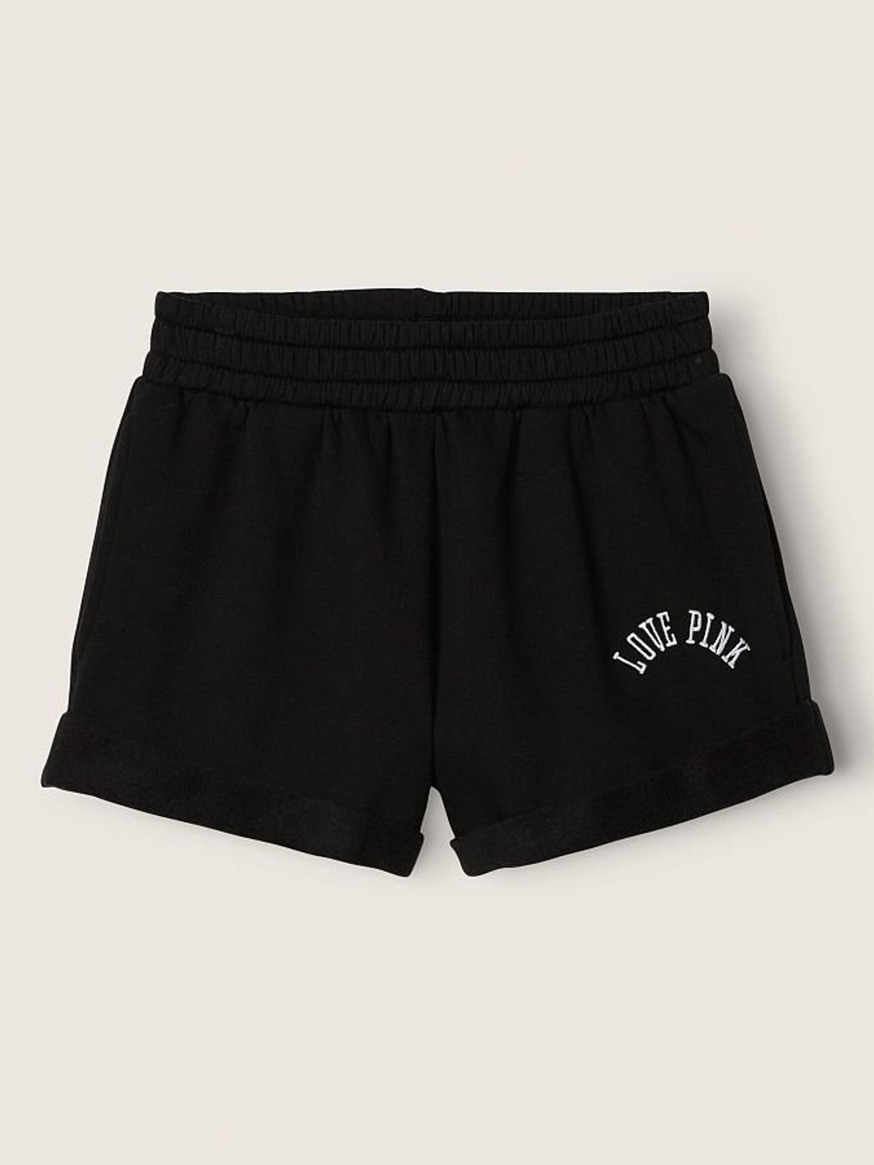 Pure Black With Graphic High Waist Campus Roll Hem Short - Image 3 of 4