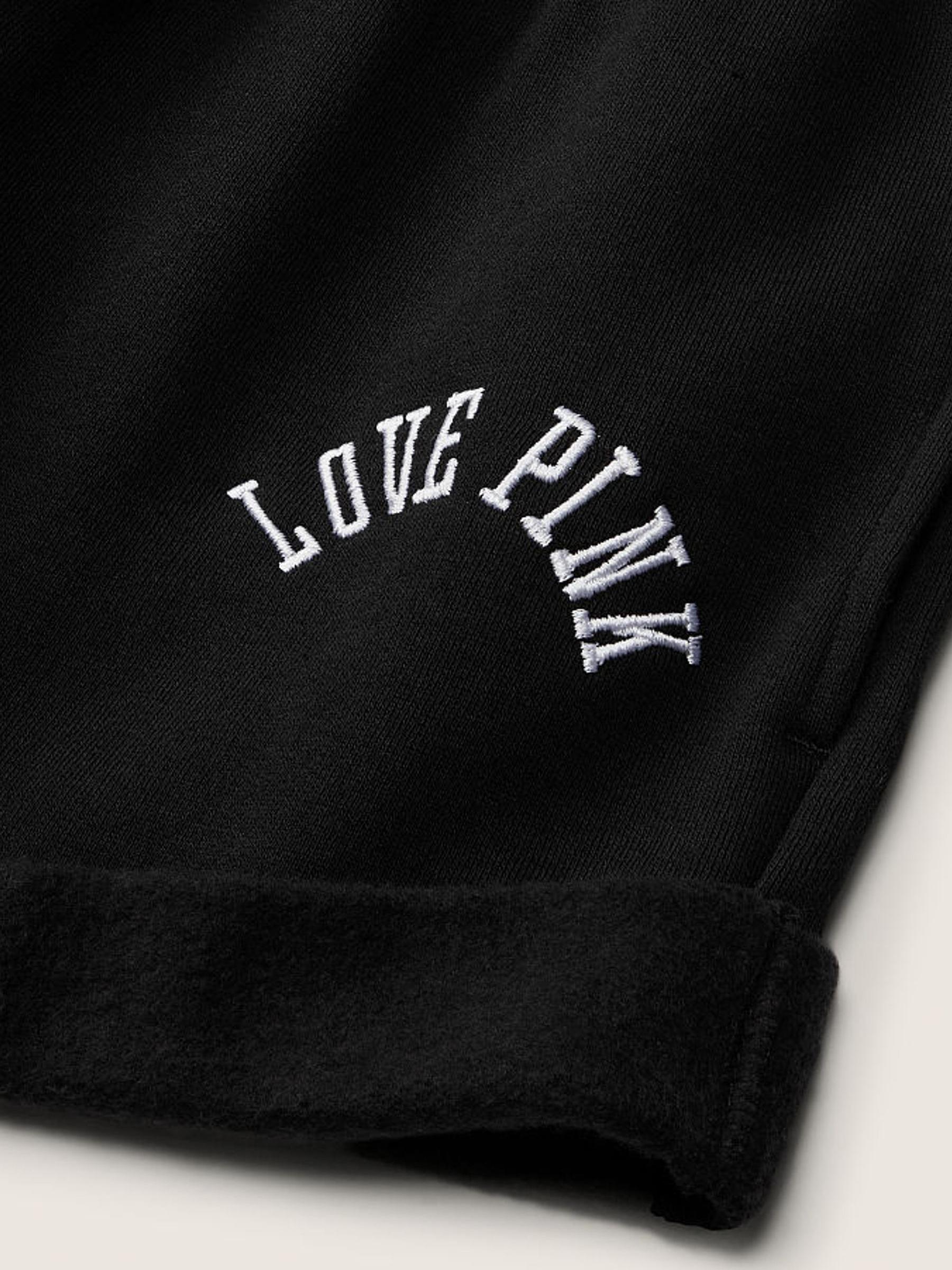 Pure Black With Graphic High Waist Campus Roll Hem Short - Image 4 of 4