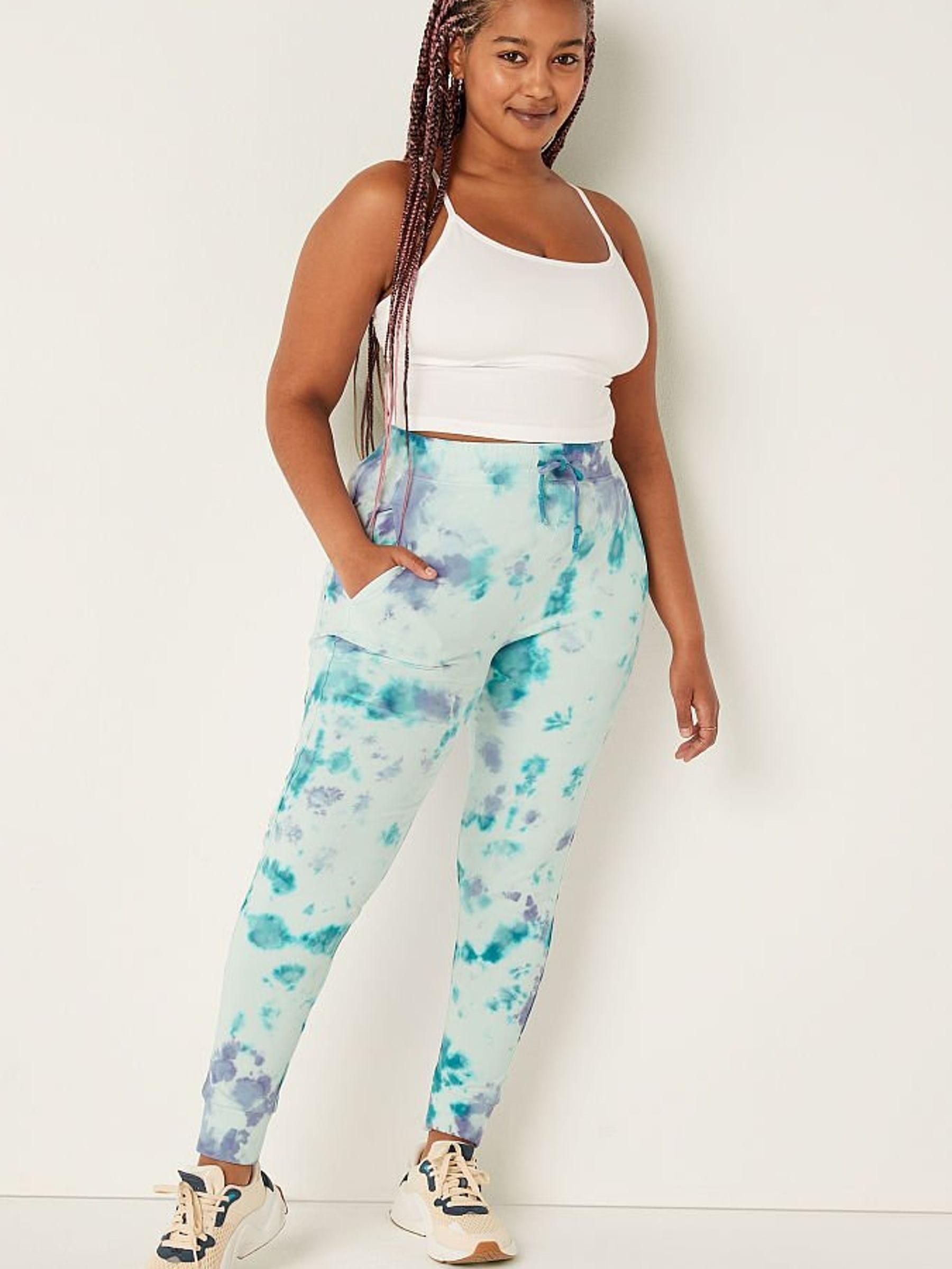 Icy Water Tie Dye Cotton High Waist Full Length Campus Jogger - Image 1 of 4