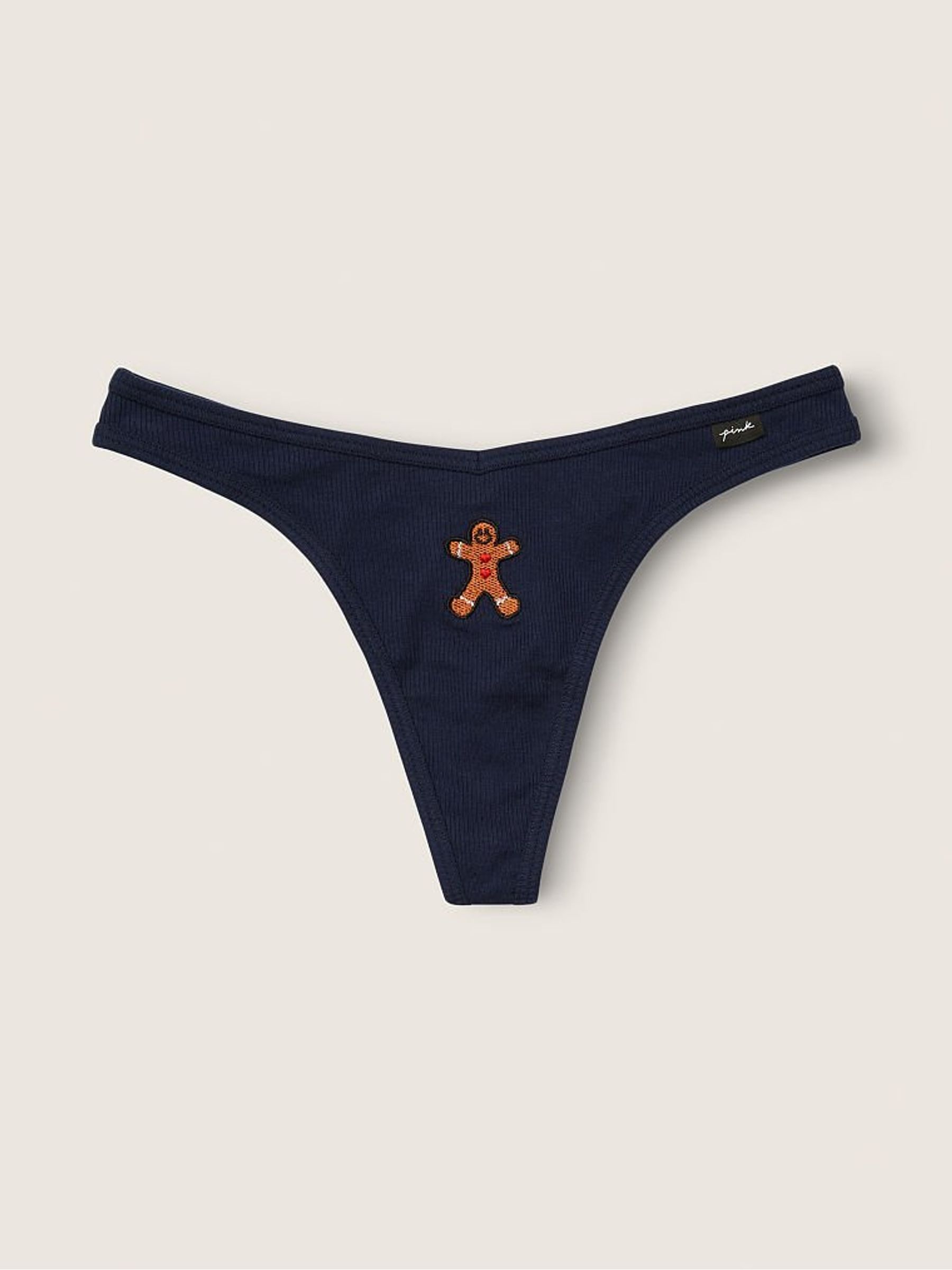 Ensign Navy Blue Cotton Thong Knicker - Image 1 of 1 Ensign Navy Blue Cotton Thong Knicker - Image 1 of 1