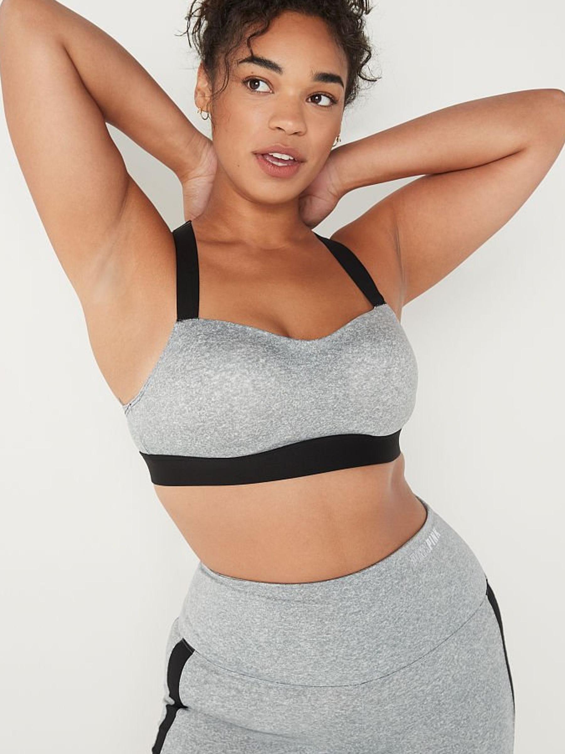 Grey Oasis Marl Medium Impact Push Up Sports Bra - Image 1 of 5