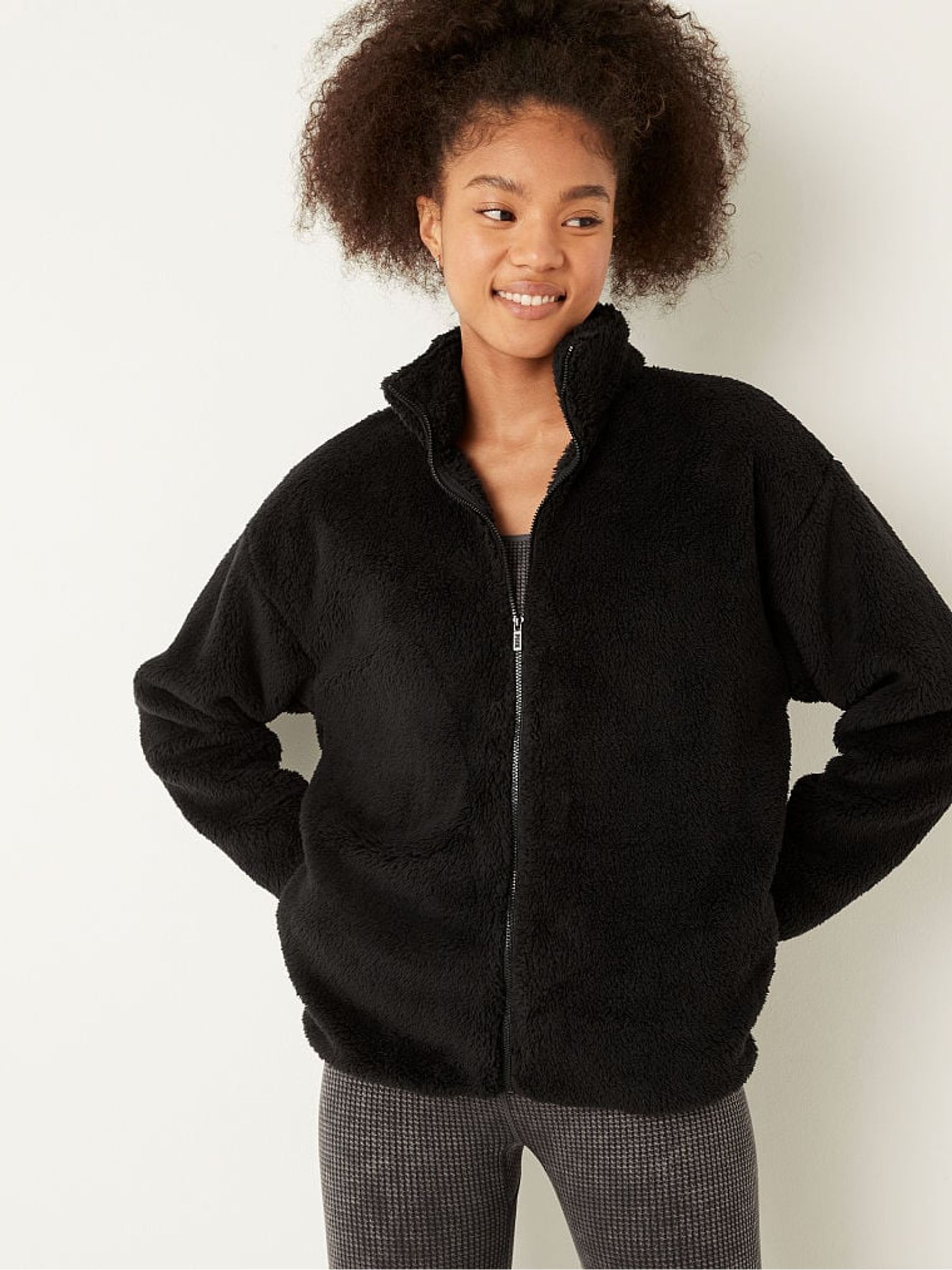 Pure Black Teddy Full Zip Jacket - Image 1 of 1