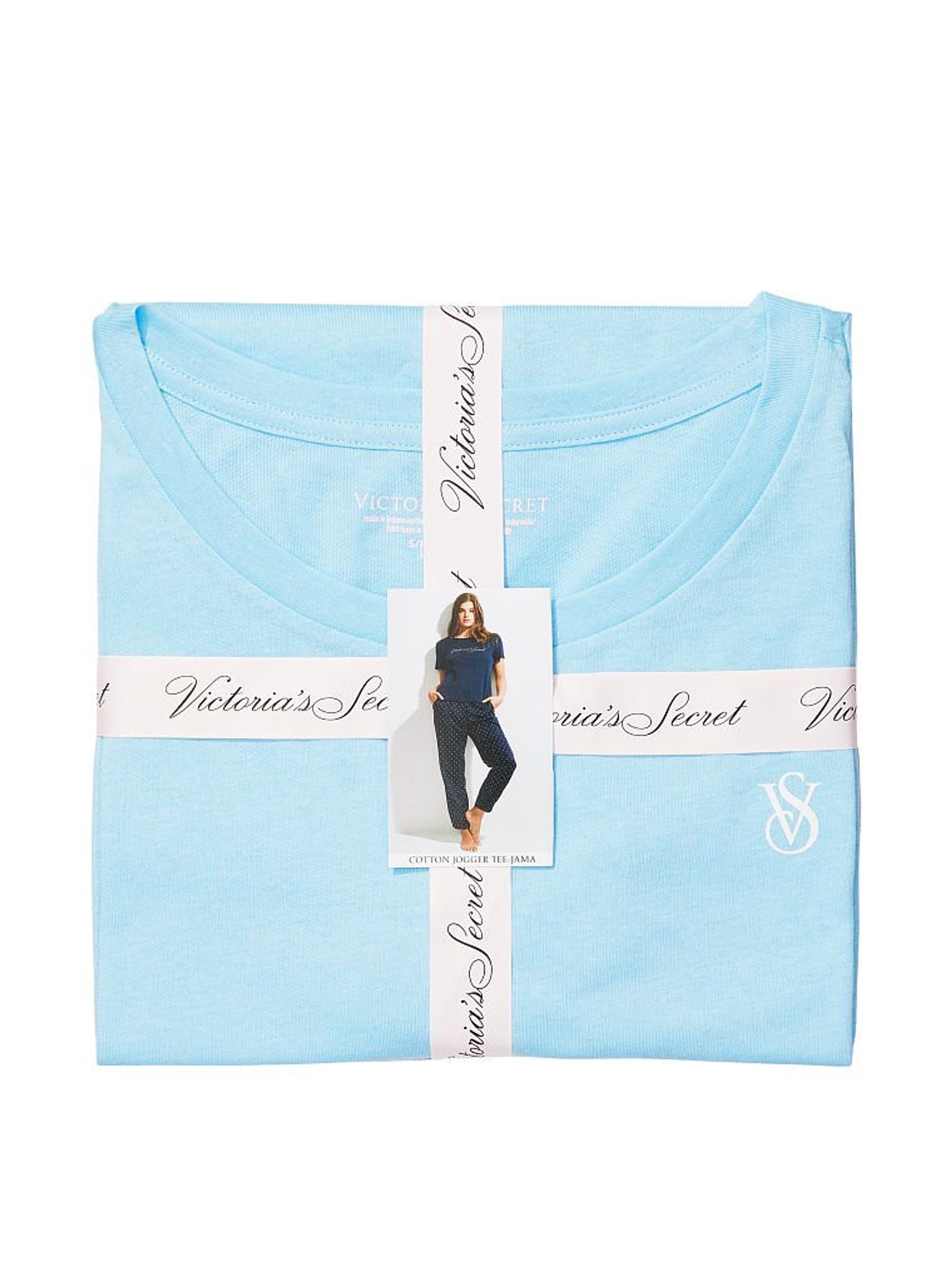 Blue Wave Ombre Logo Cotton T-Shirt Long Pyjamas - Image 4 of 4
