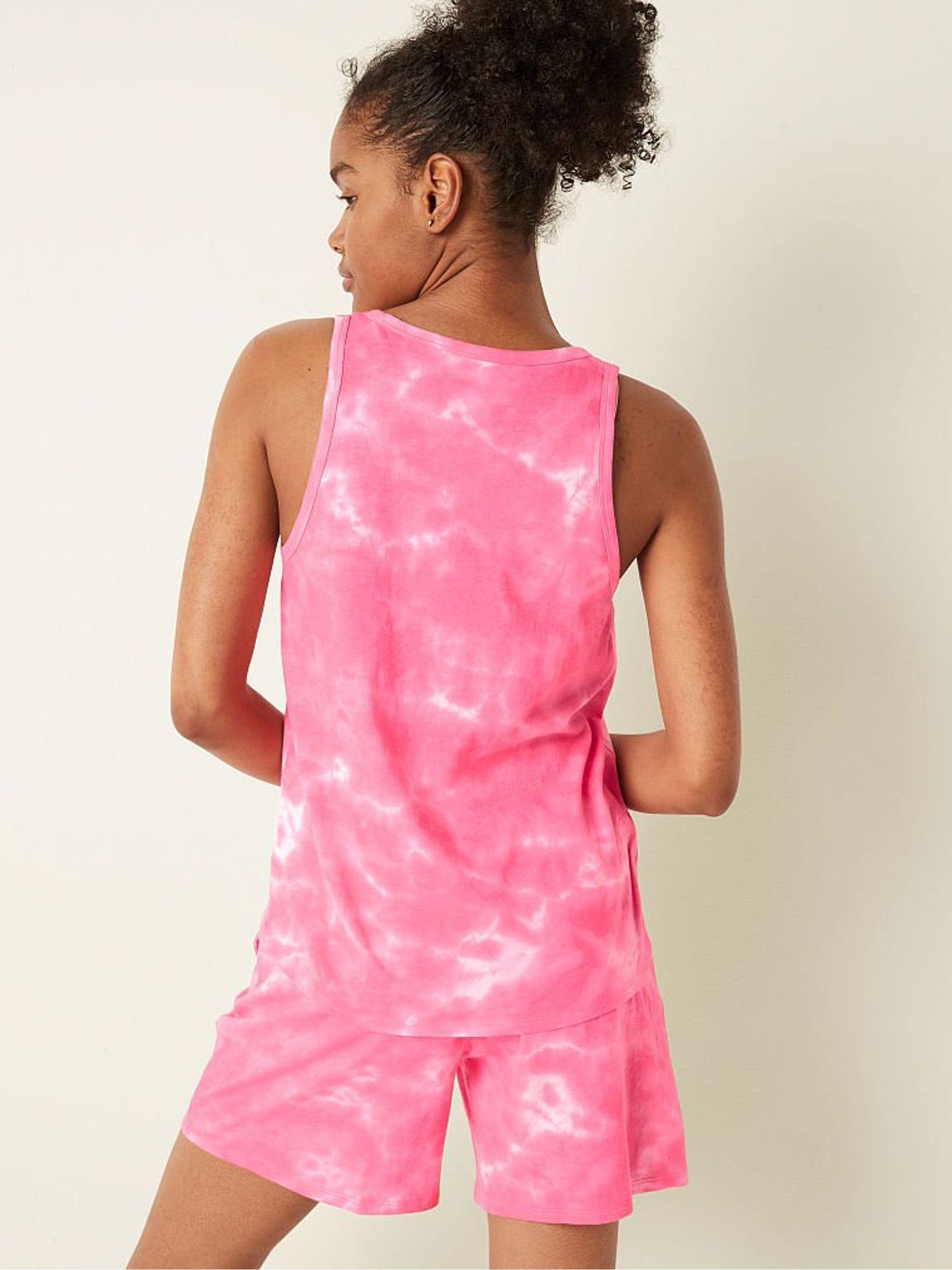 Incredible Coral Geode Tie Dye Cotton Sleeveless Short Pyjamas - Image 2 of 4 Incredible Coral Geode Tie Dye Cotton Sleeveless Short Pyjamas - Image 2 of 4