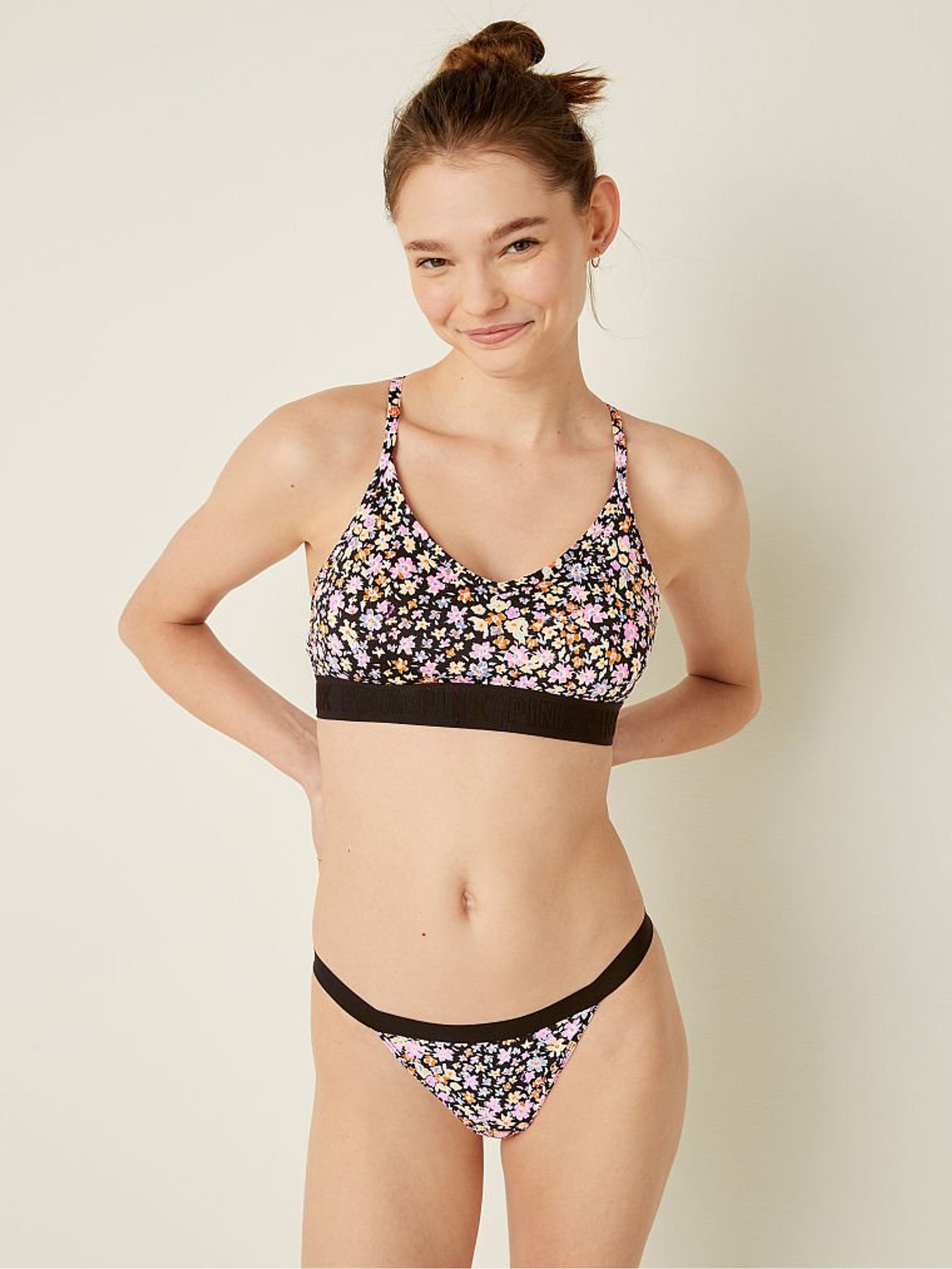 Pure Black Ditsy Floral No Show G String Knickers - Image 1 of 3