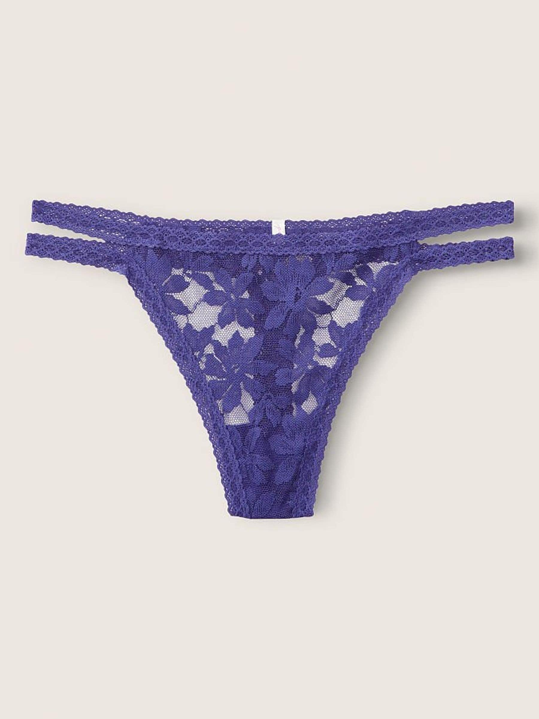 Indigo Blue Strappy Lace Thong Knickers - Image 1 of 2