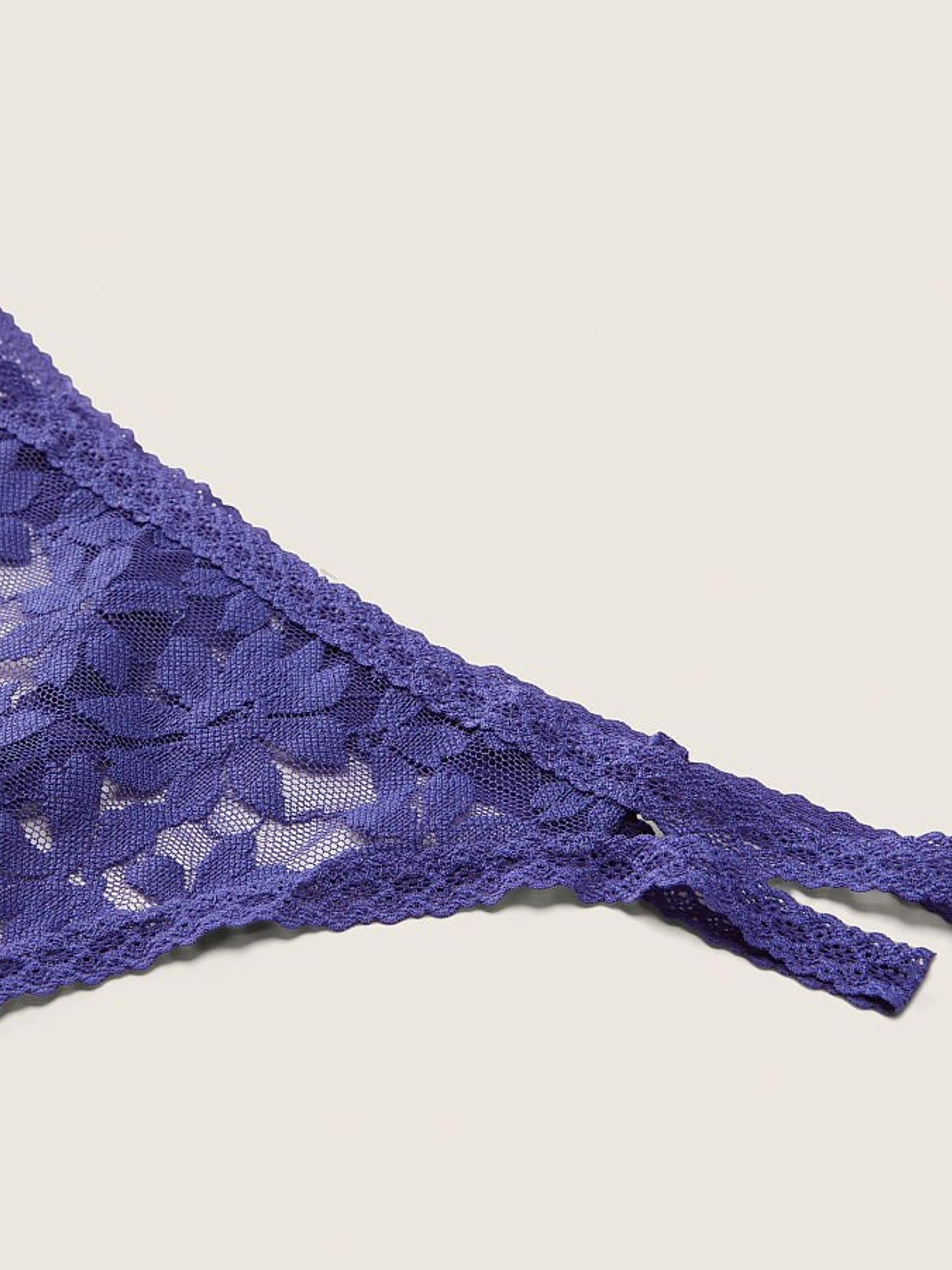 Indigo Blue Strappy Lace Thong Knickers - Image 2 of 2