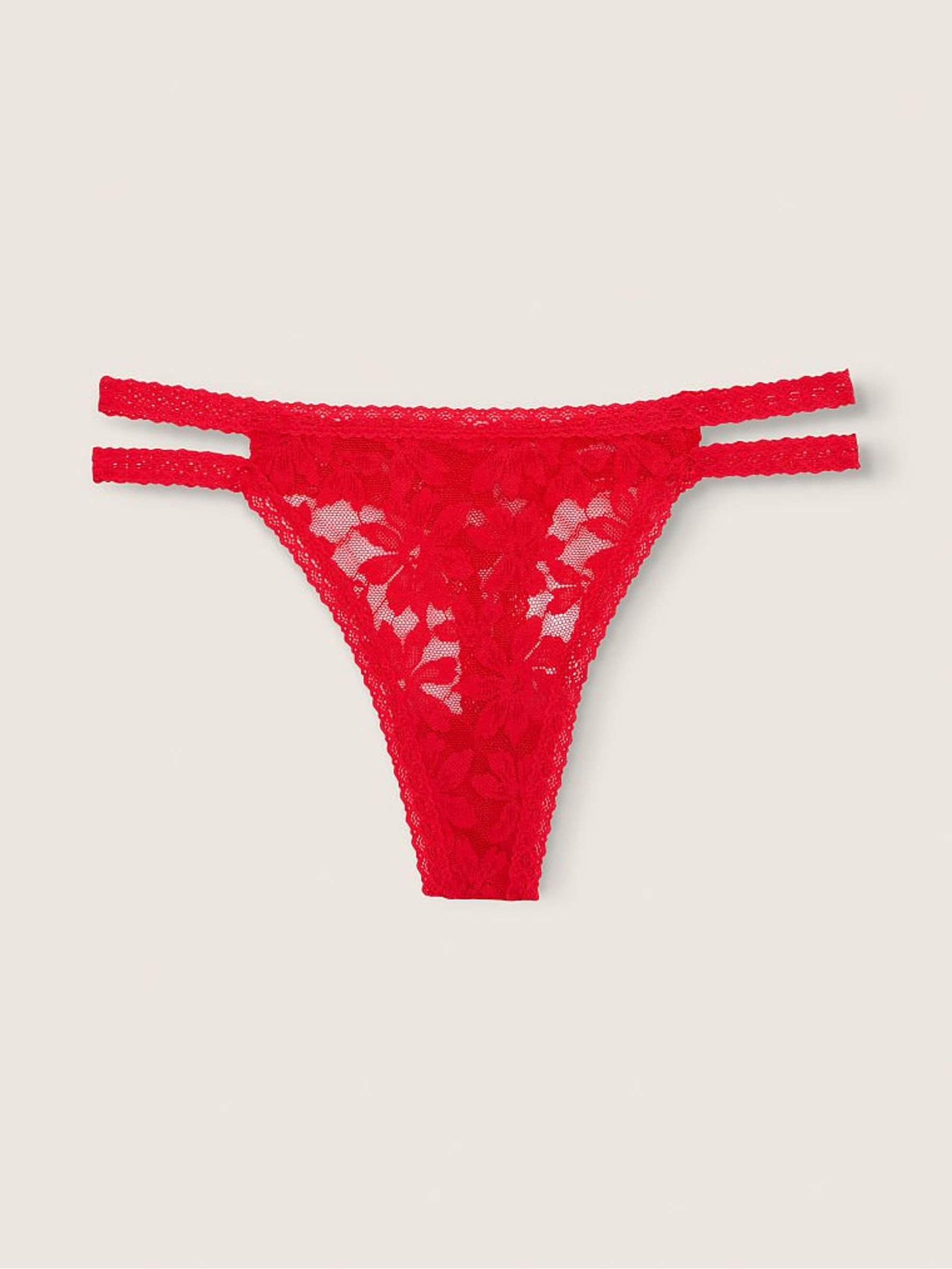 Red Pepper Strappy Lace Thong Knickers - Image 1 of 2