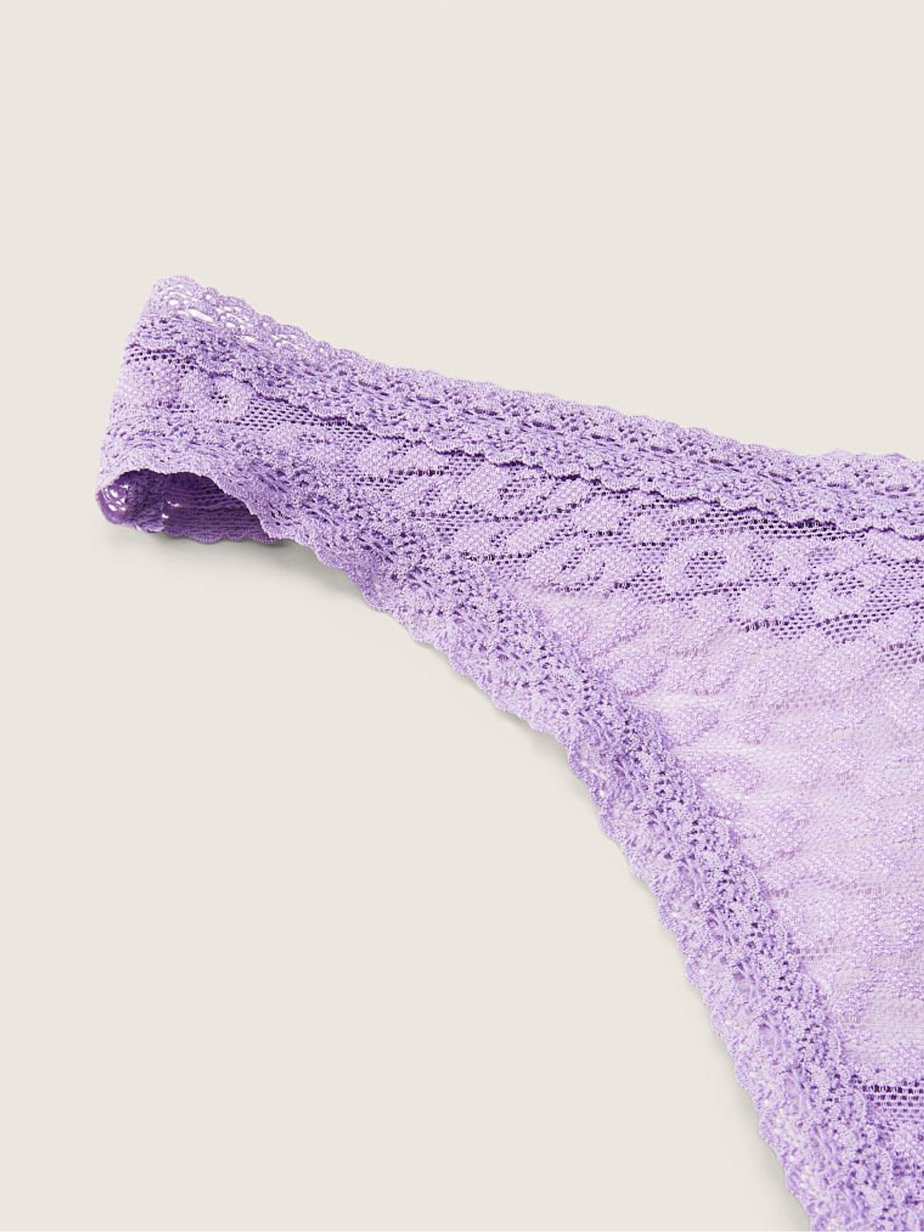 Chalk Violet Purple Lace Logo Thong Knickers - Image 3 of 3 Chalk Violet Purple Lace Logo Thong Knickers - Image 3 of 3