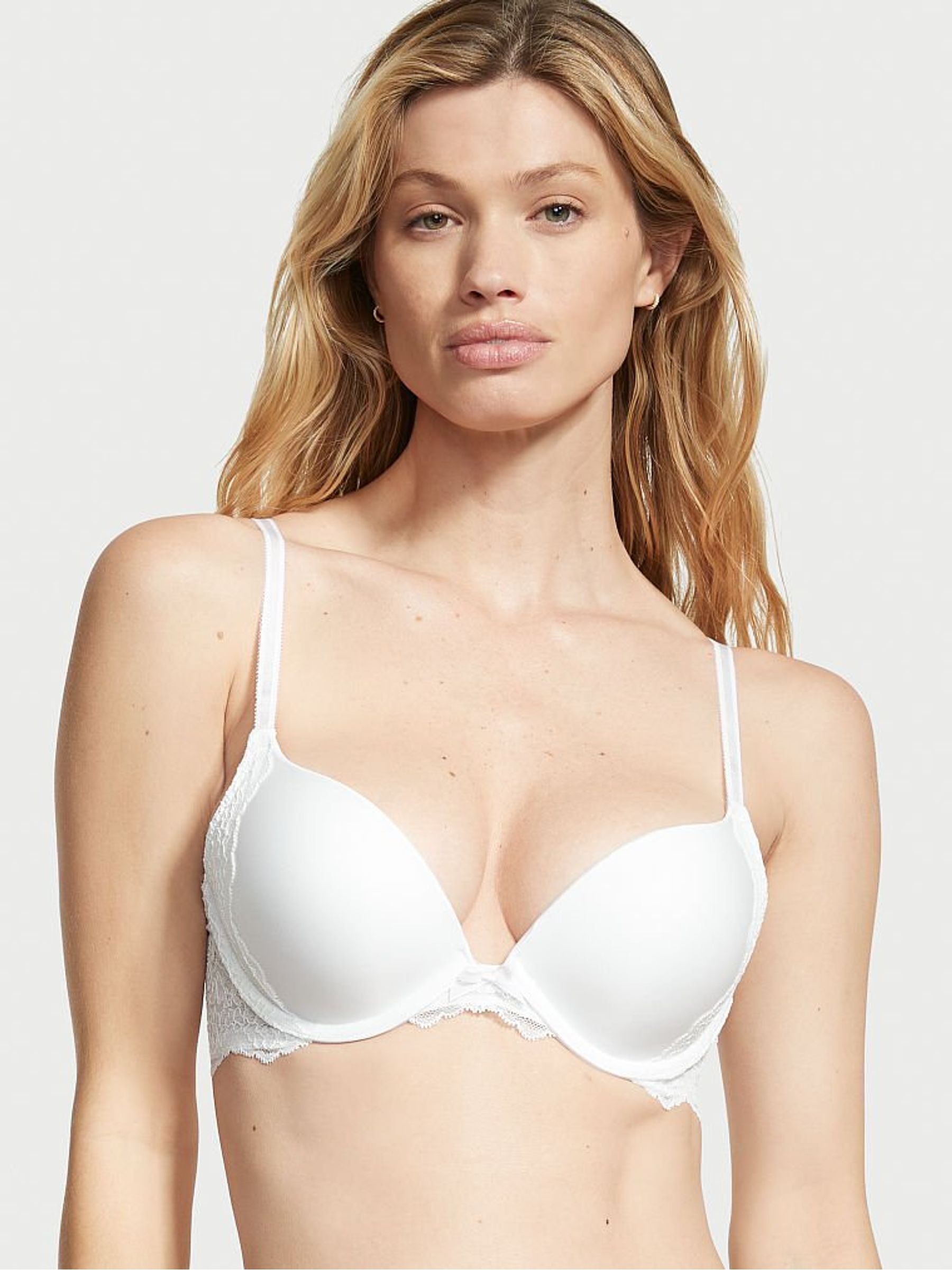 White Smooth Push Up Bra Bra with Lace - Image 1 of 4