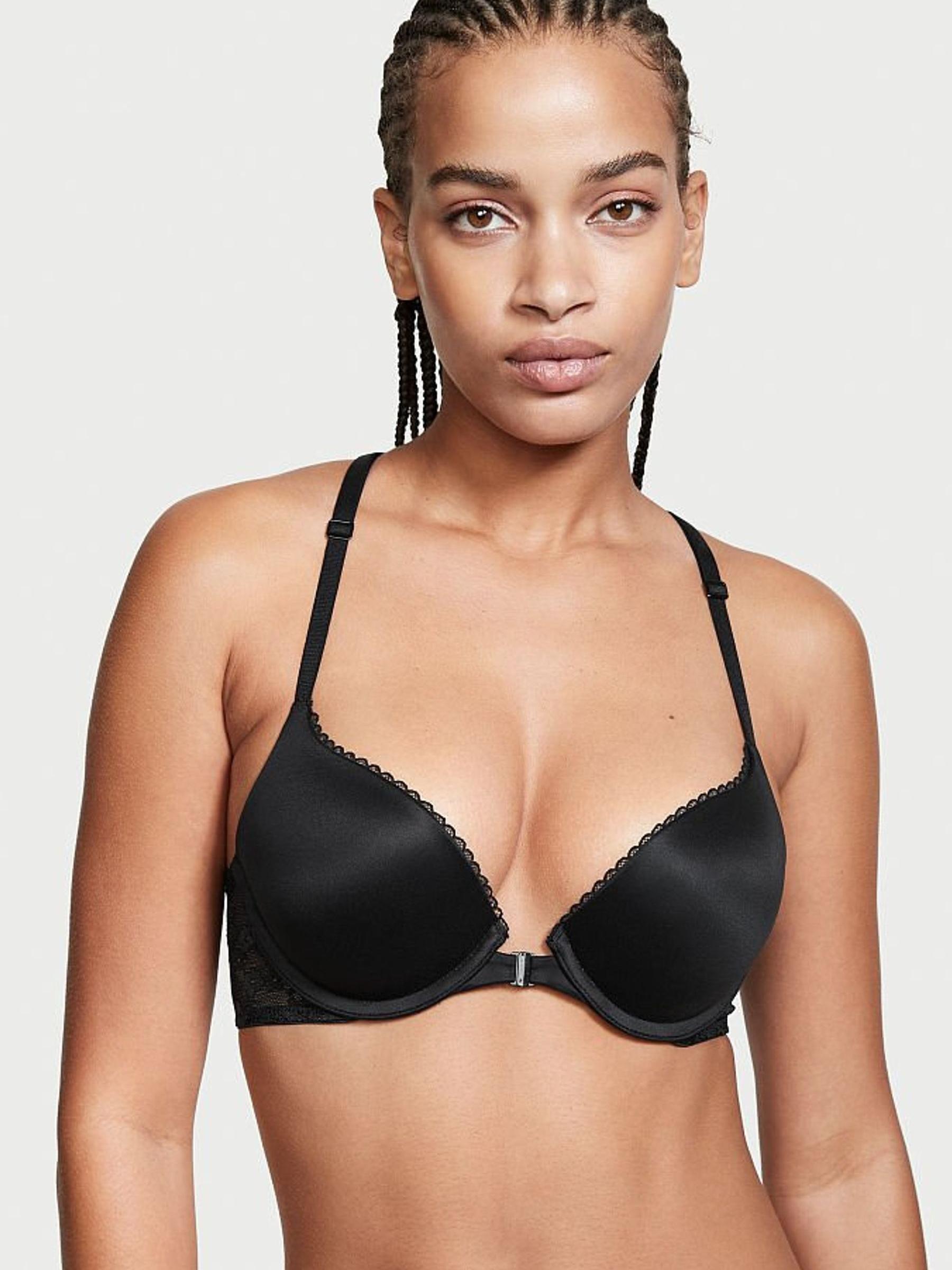 Black Lace Trim Front Fastening Push Up Bra - Image 1 of 3 Black Lace Trim Front Fastening Push Up Bra - Image 1 of 3