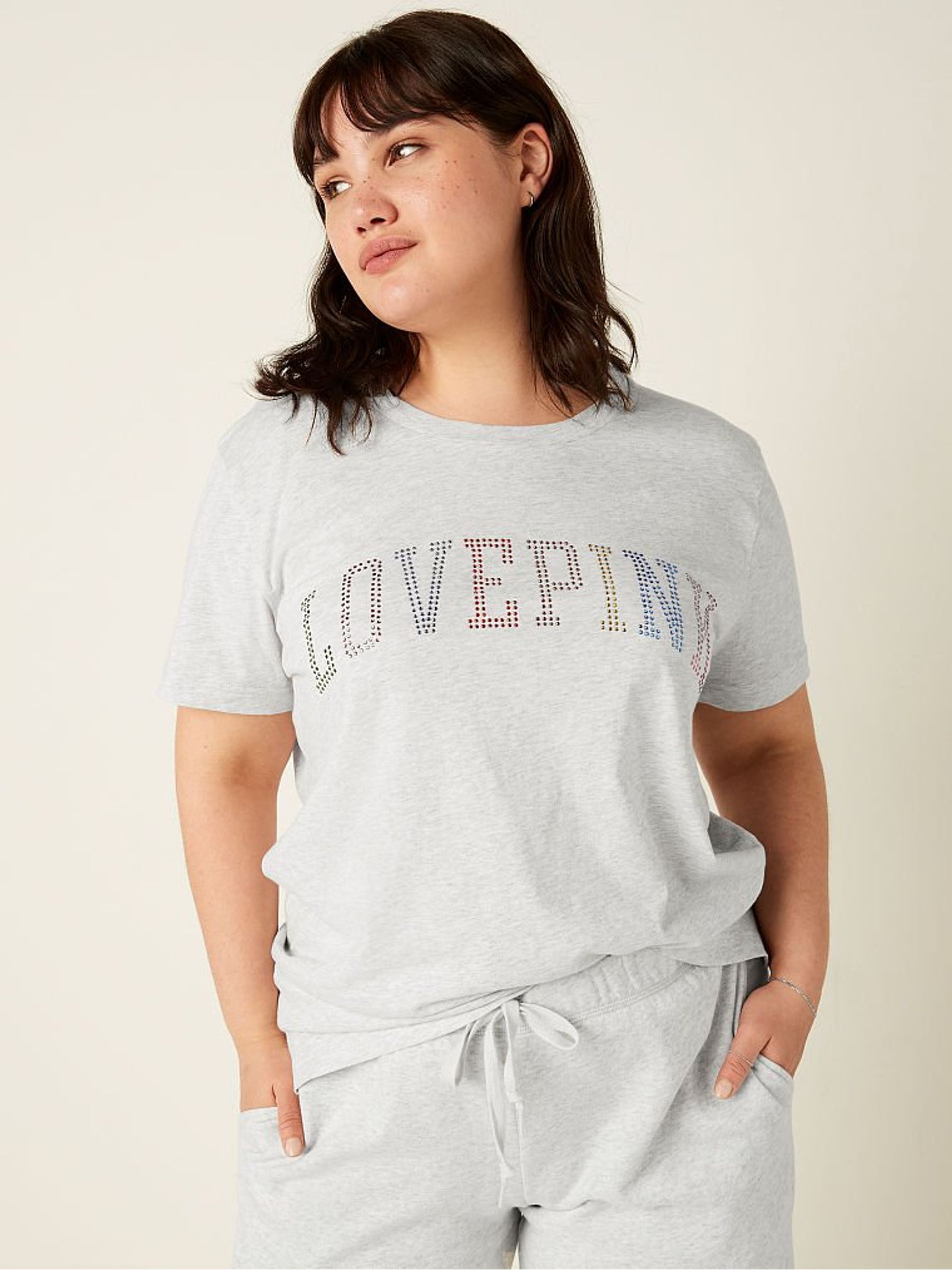Heather Stone Grey Rainbow Shine Campus Short Sleeve T-Shirt - Image 1 of 4 Heather Stone Grey Rainbow Shine Campus Short Sleeve T-Shirt - Image 1 of 4