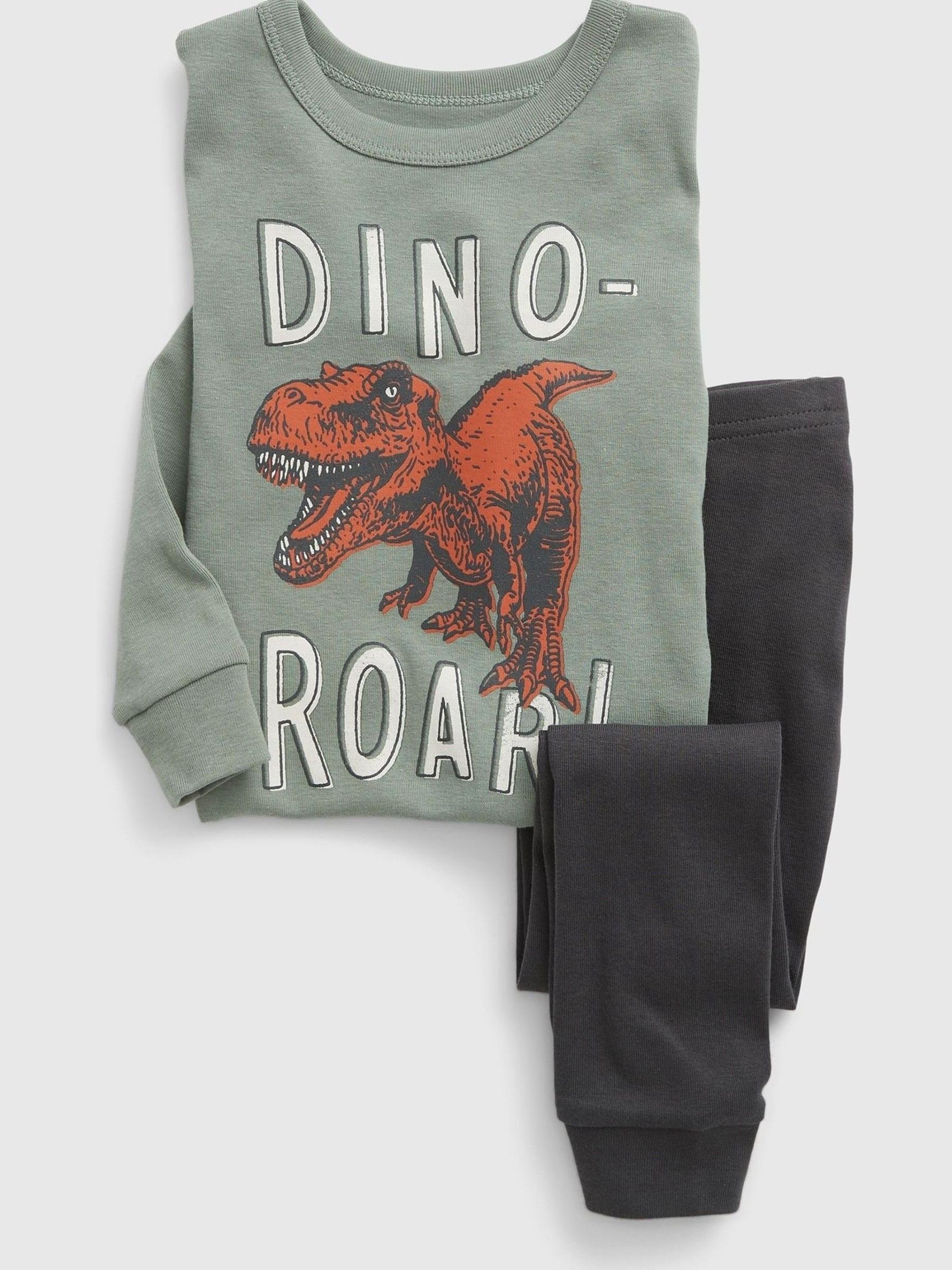 Green & Grey Dinosaur Organic Cotton Pyjama Set - Image 1 of 2