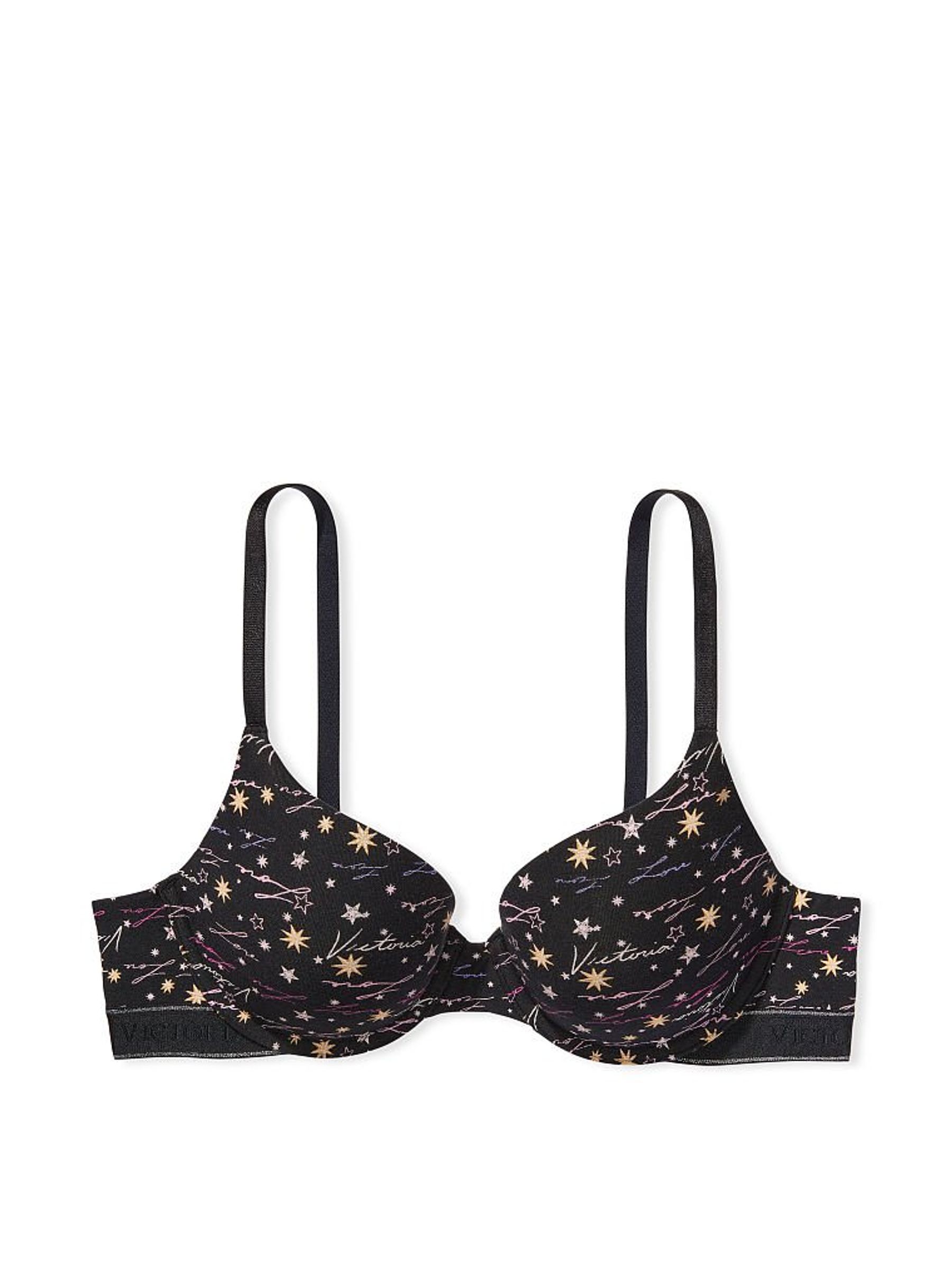 Black Script Perfect Shape Bra with Shimmer Logo Straps - Image 4 of 4