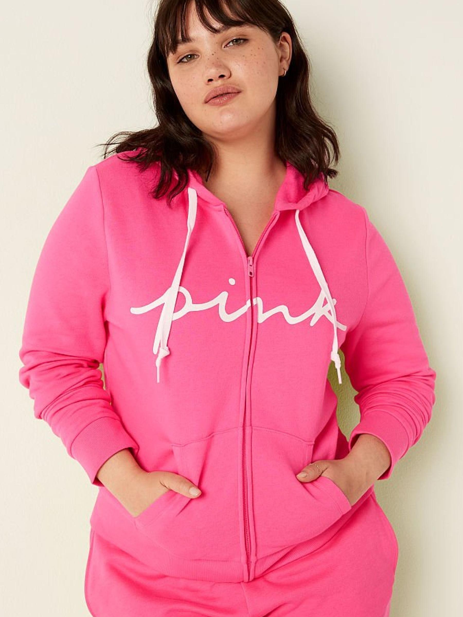 Capri Pink Script Logo Everyday Lounge Perfect FullZip - Image 1 of 4