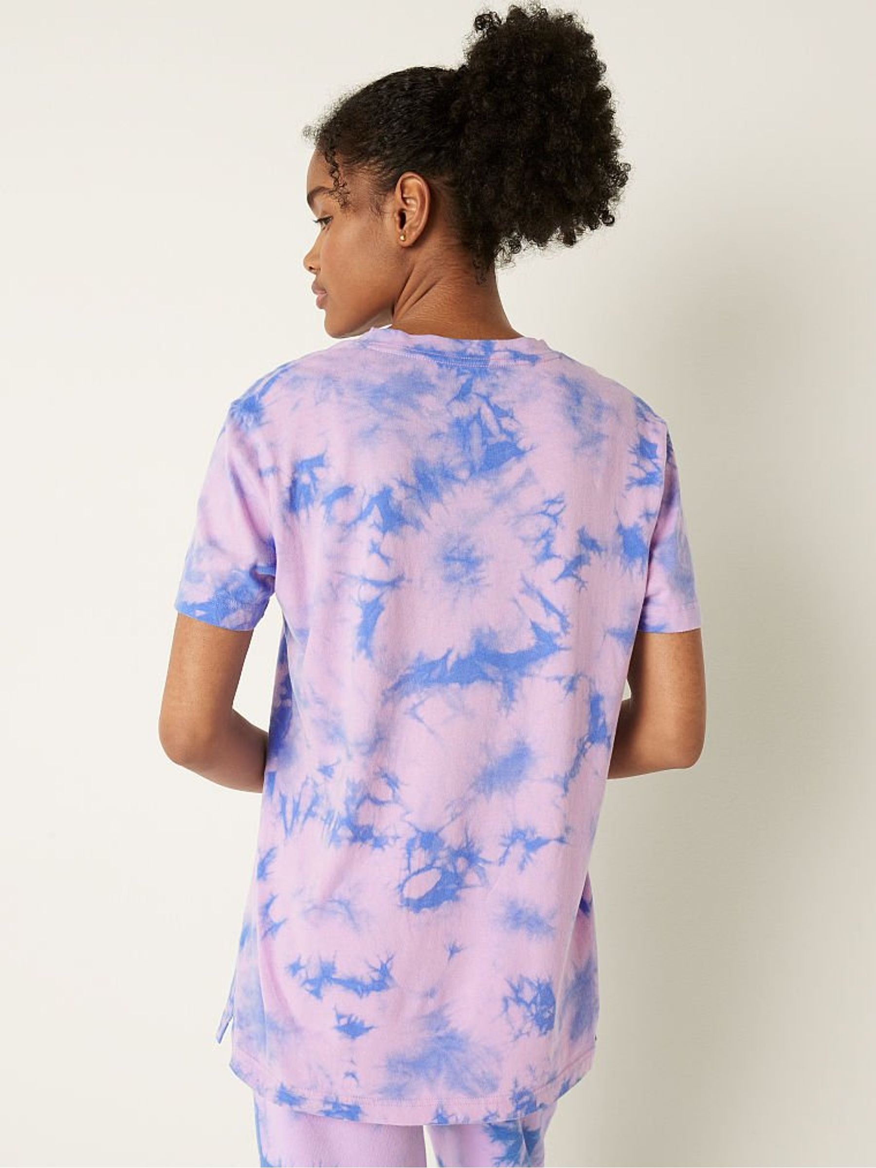 Purple Petal/ Blue Tie Dye Campus Short Sleeve Notch Neck Tee - Image 2 of 4