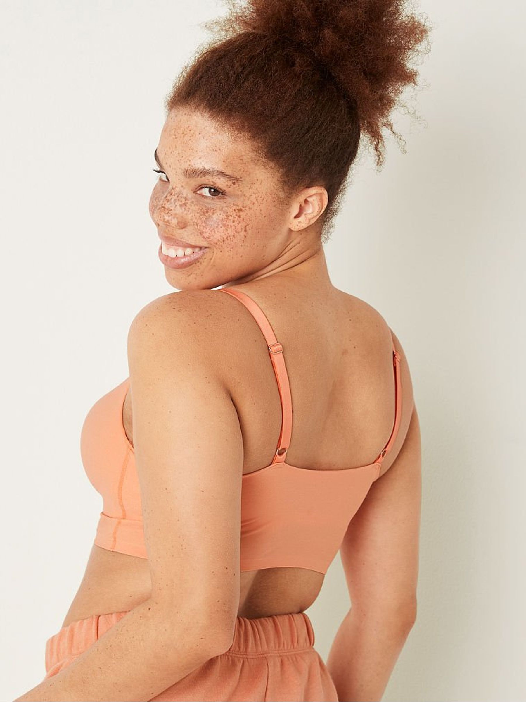 Coral Cream Orange Smooth Lightly Lined Bralette - Image 2 of 4
