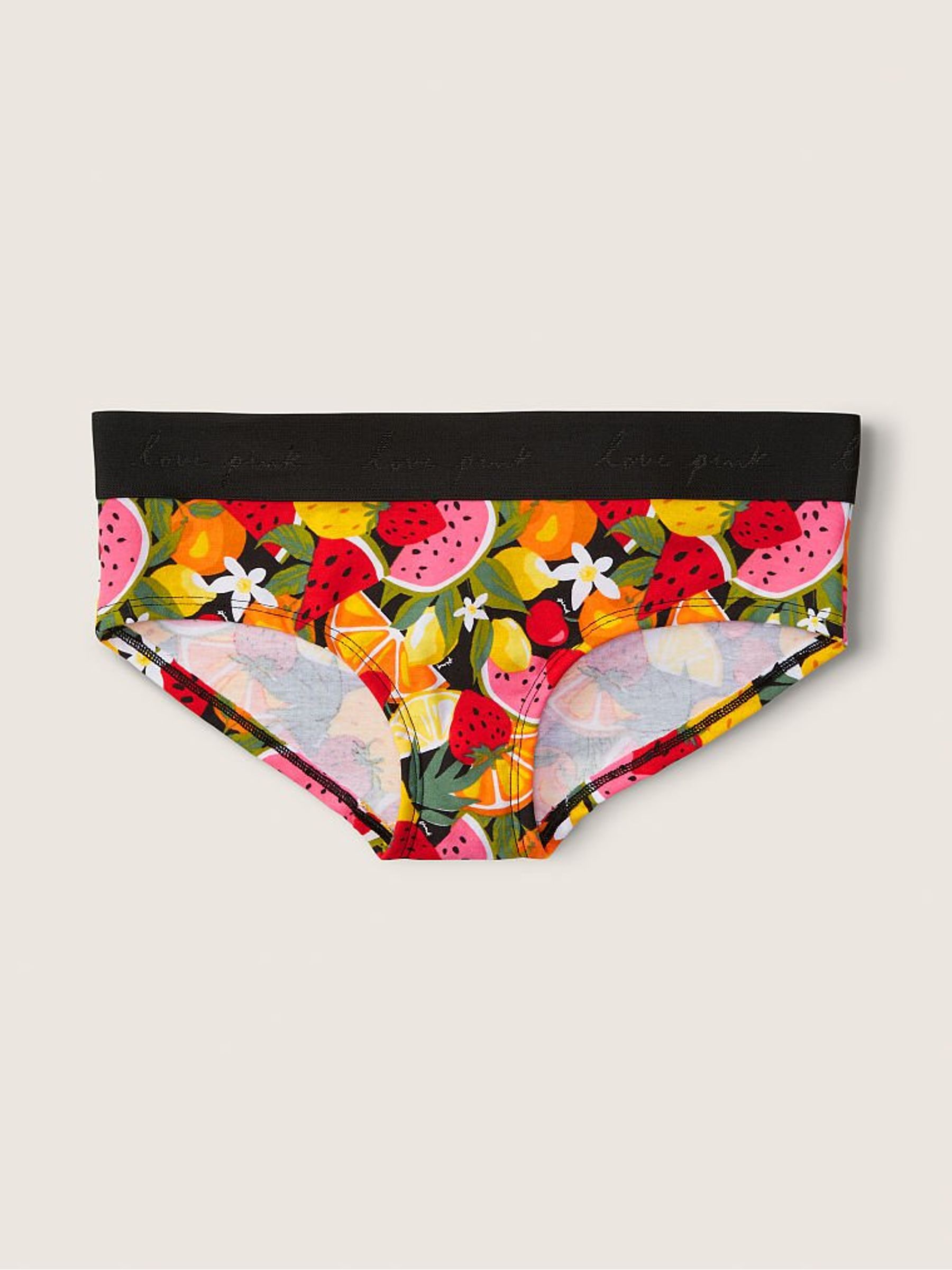 Pure Black Fruit Print Cotton Logo Hipster Knickers - Image 1 of 2 Pure Black Fruit Print Cotton Logo Hipster Knickers - Image 1 of 2
