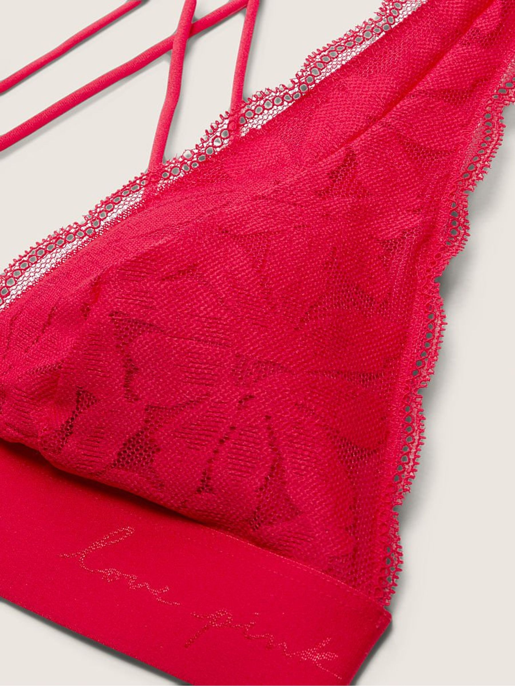 Red Pepper Lace Strappy Back Halterneck Bralette - Image 4 of 4
