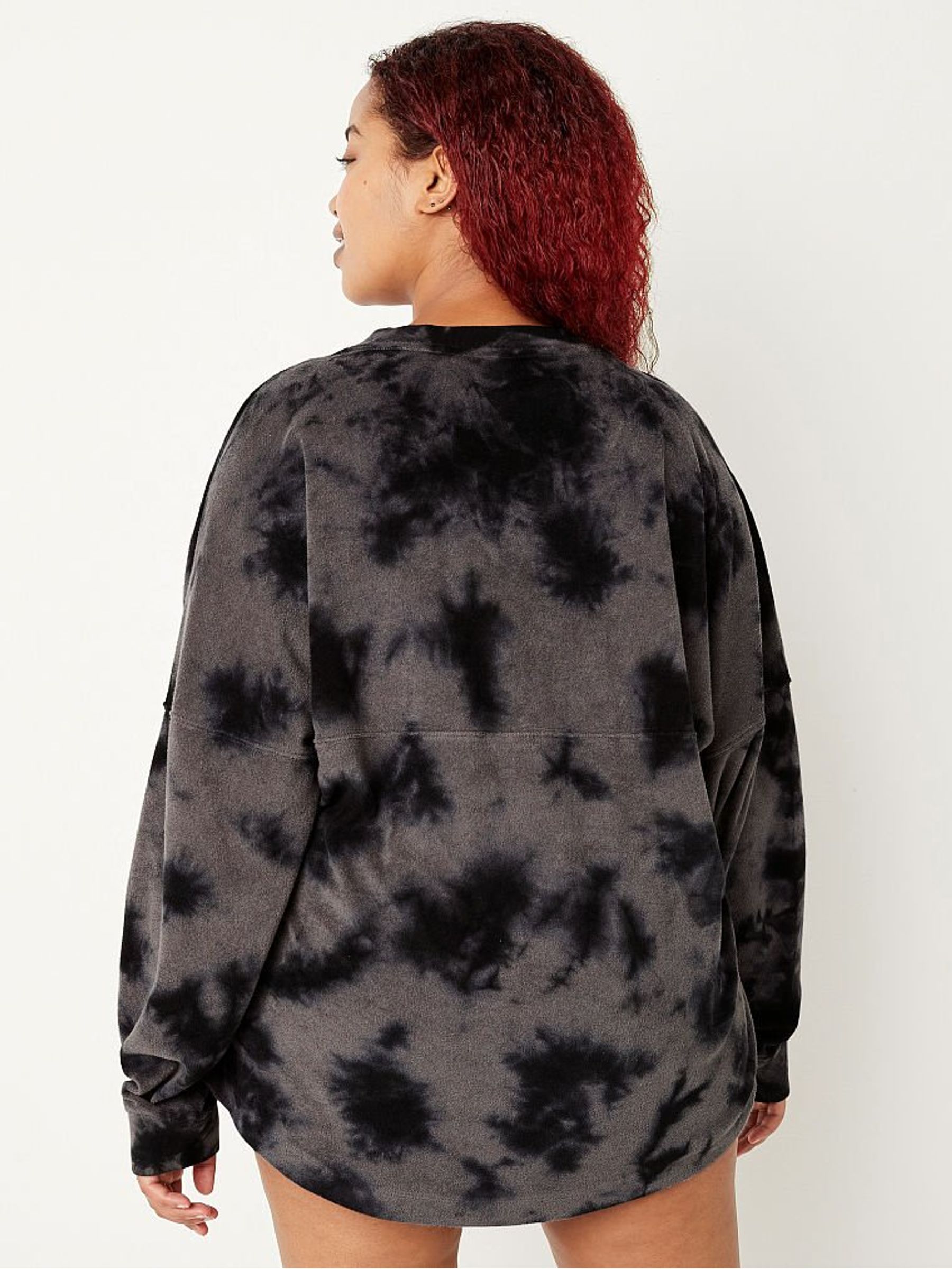 Pure Black Cloudy Tie Dye Varsity Beach Terry V Neck - Image 2 of 4 Pure Black Cloudy Tie Dye Varsity Beach Terry V Neck - Image 2 of 4