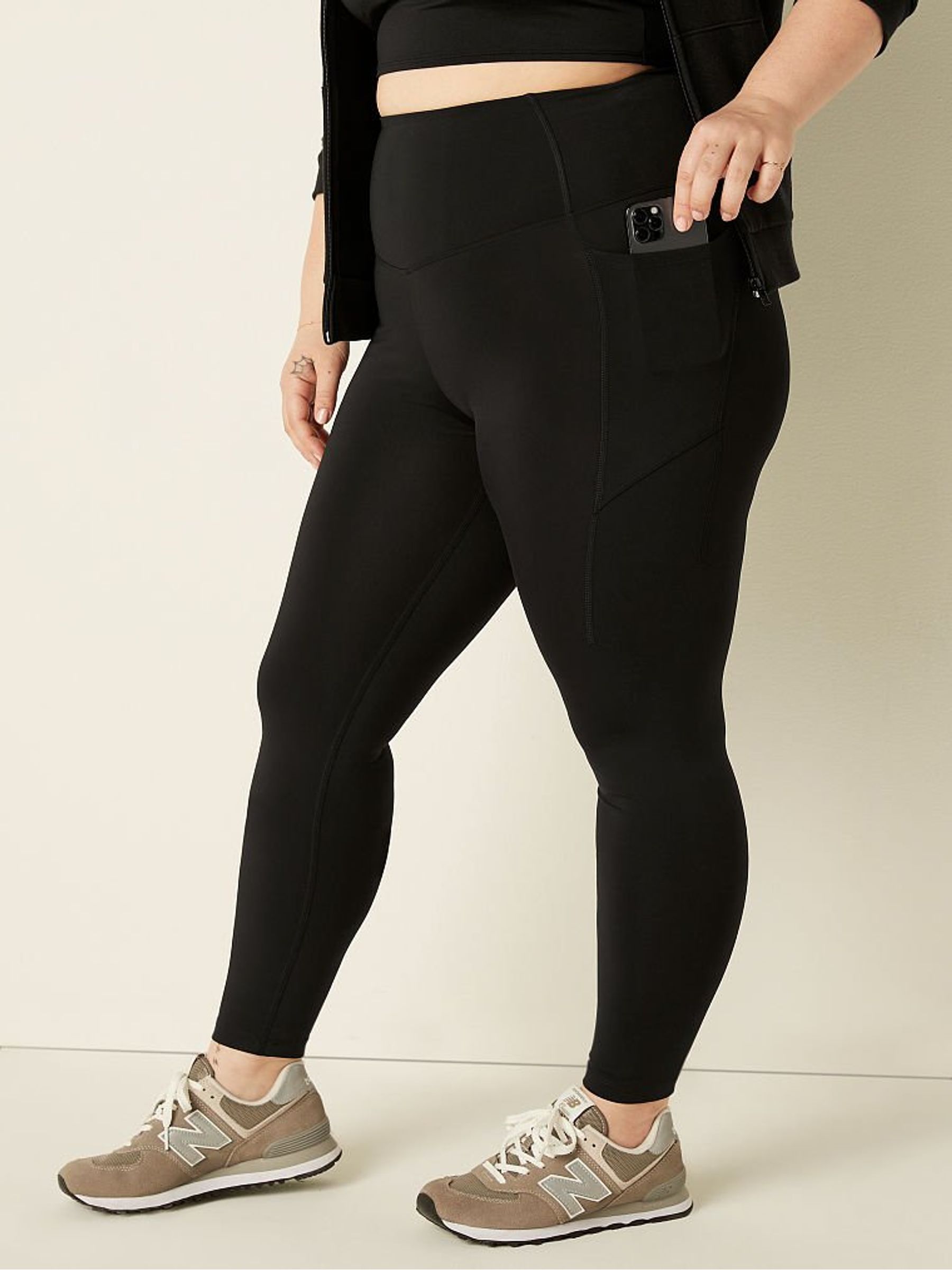 Pure Black High Waist Crop Legging - Image 3 of 5