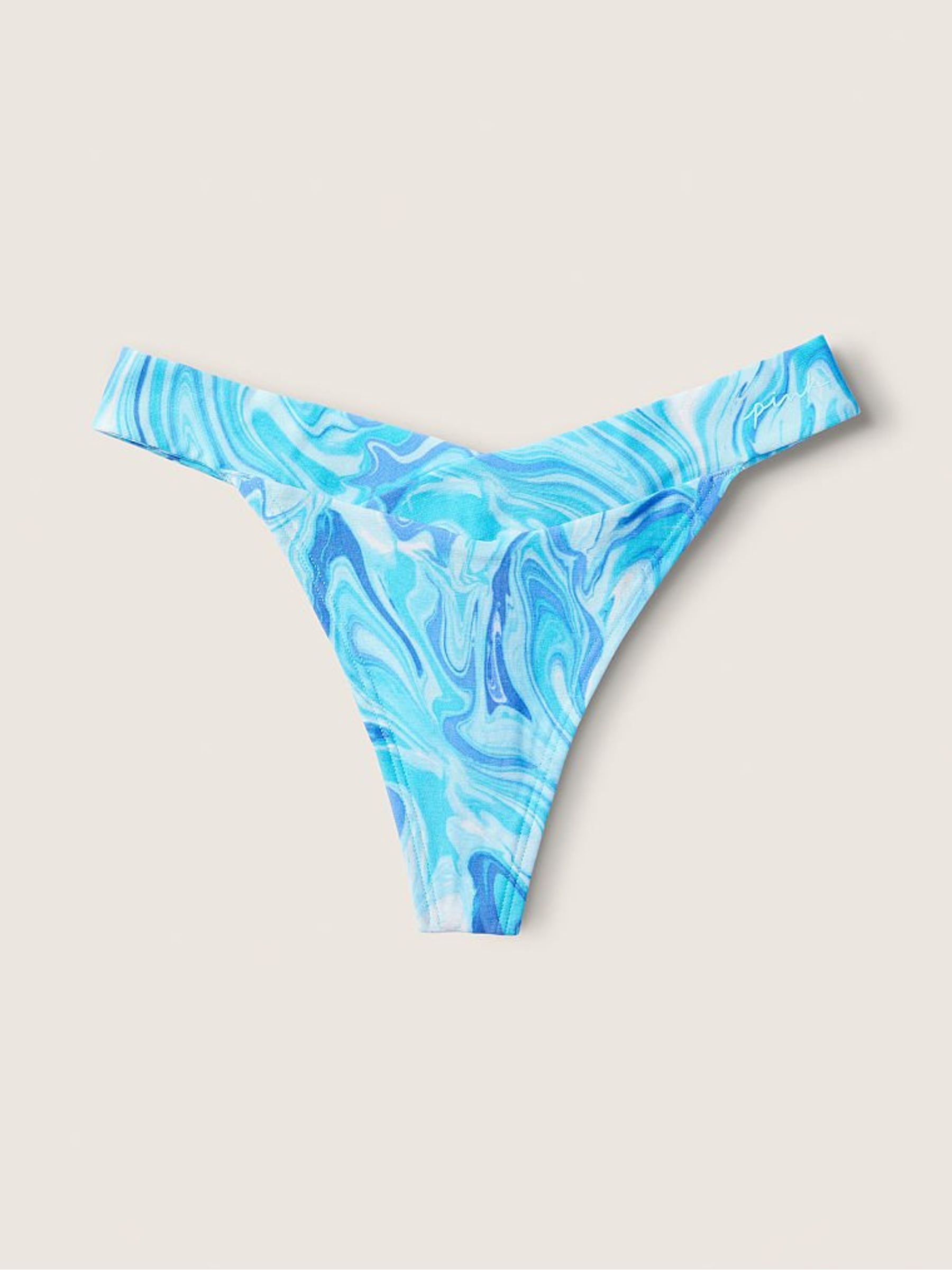 Blue Breeze Marble Print Blue Crossover Cotton Thong Knickers - Image 2 of 3