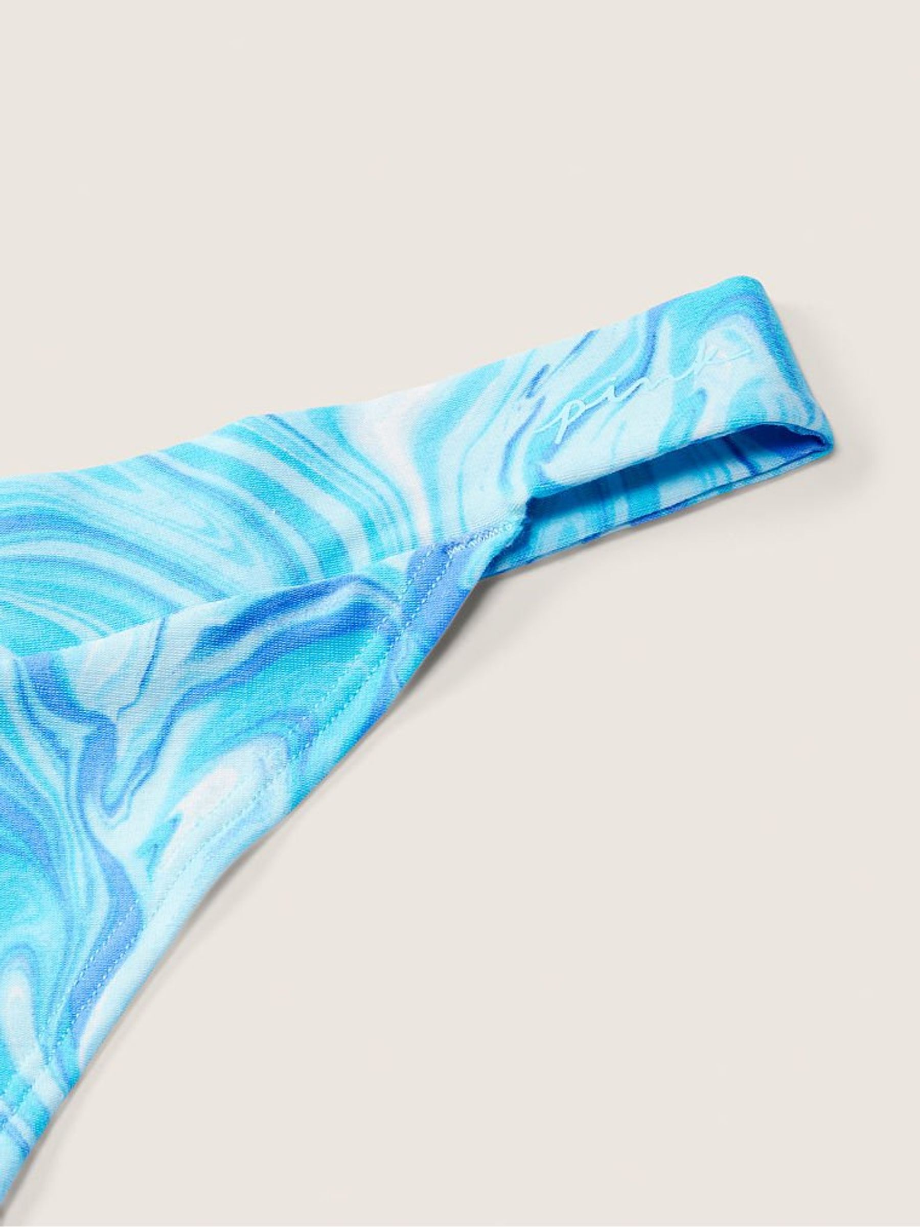 Blue Breeze Marble Print Blue Crossover Cotton Thong Knickers - Image 3 of 3