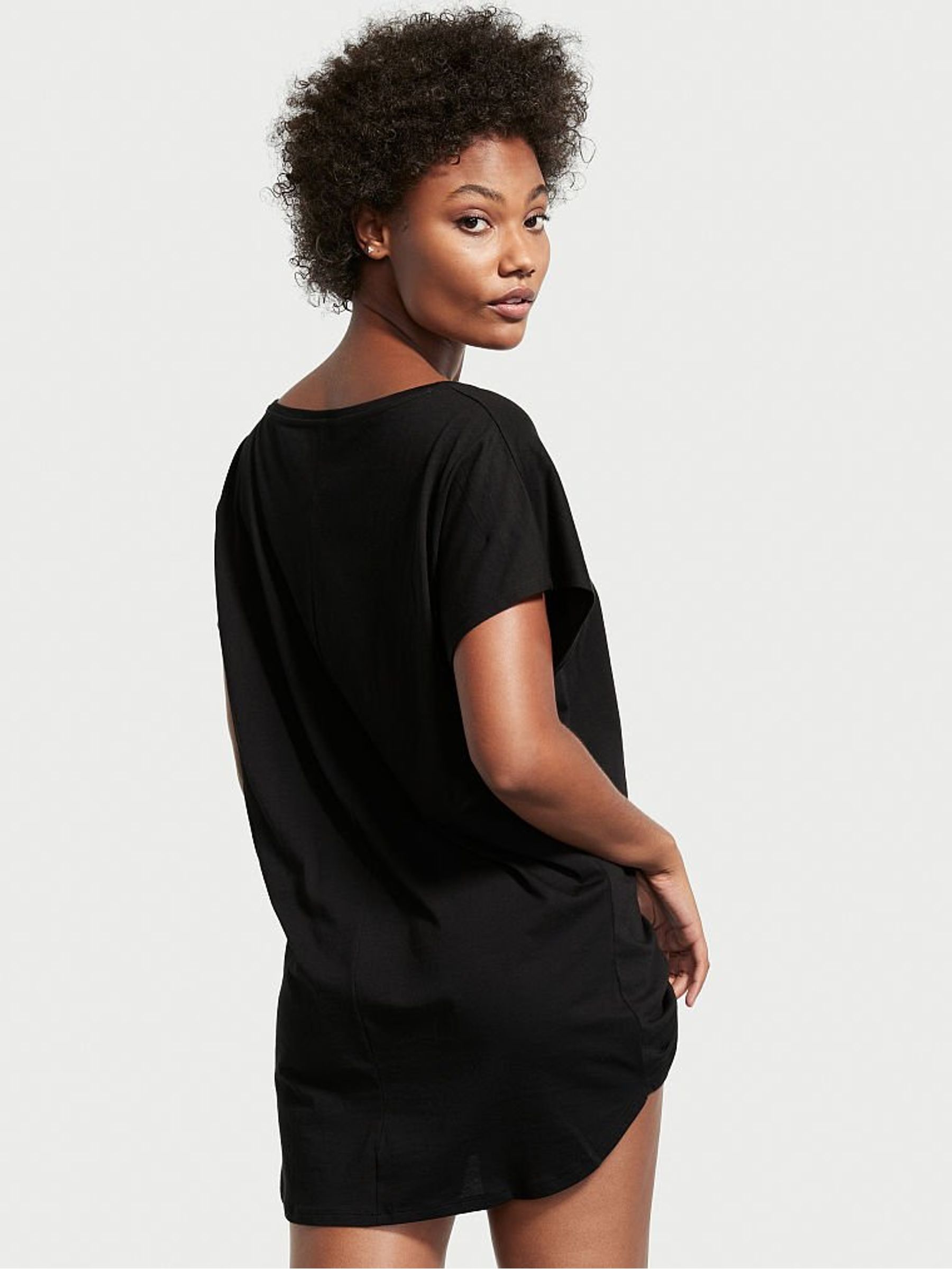 Black With Gold Foil Bow Graphic Cotton Pyjama Top - Image 2 of 3