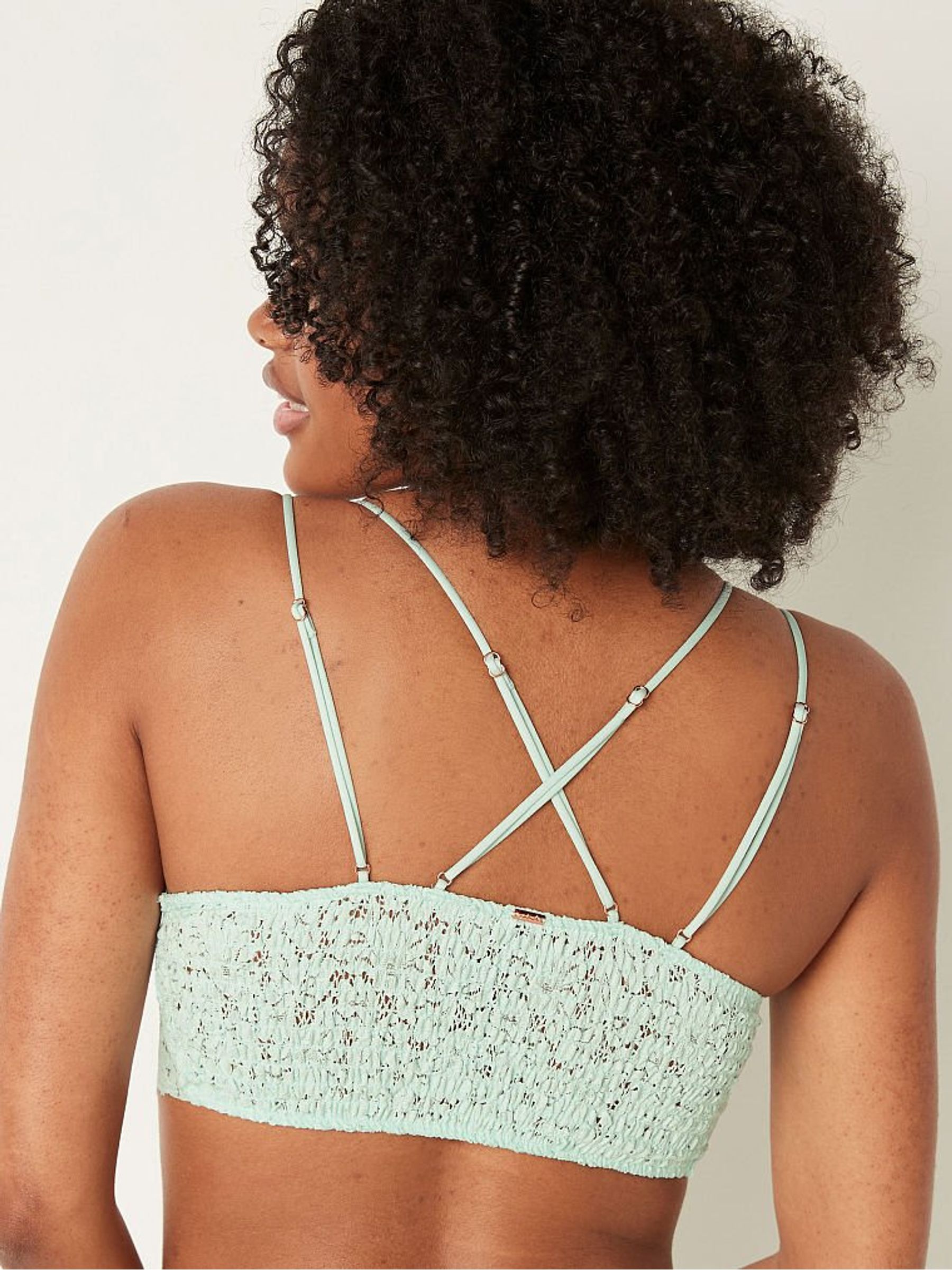 Glass Blue Lace Strappy Back Longline Bralette - Image 2 of 5