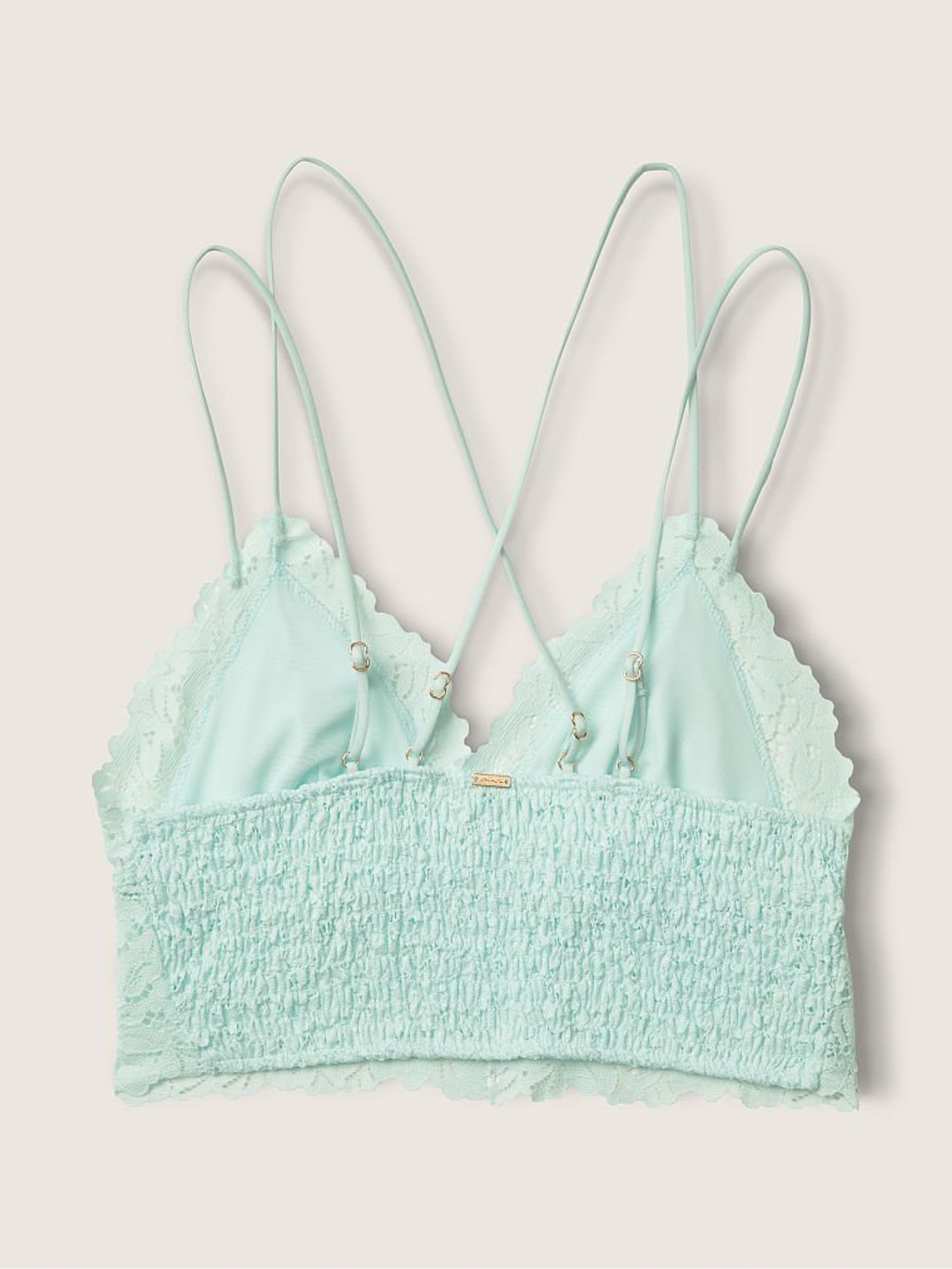 Glass Blue Lace Strappy Back Longline Bralette - Image 4 of 5