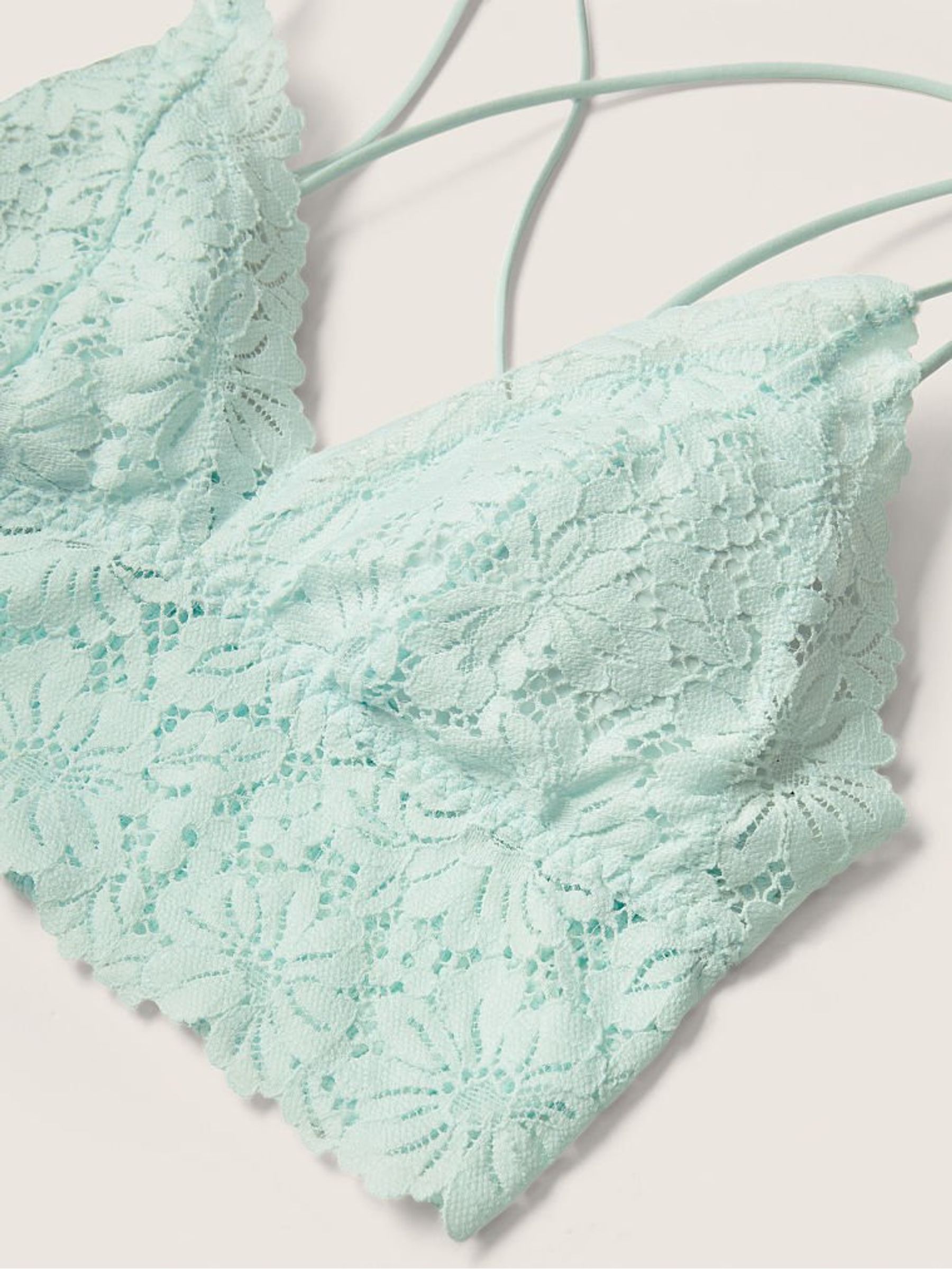 Glass Blue Lace Strappy Back Longline Bralette - Image 5 of 5
