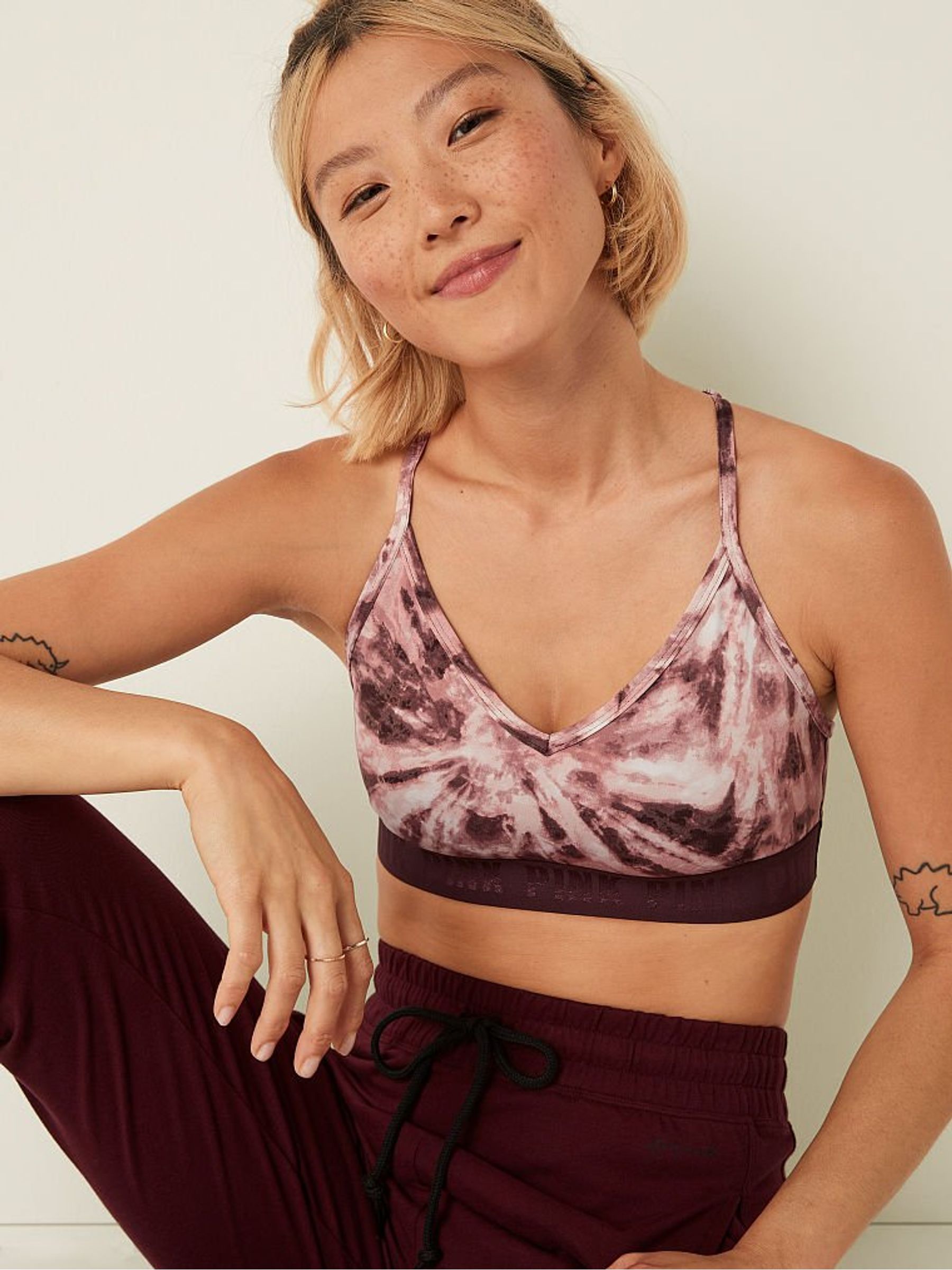 Tie Dye Sheer Pink Lightly Lined Low Impact Sports Bra - Image 1 of 1