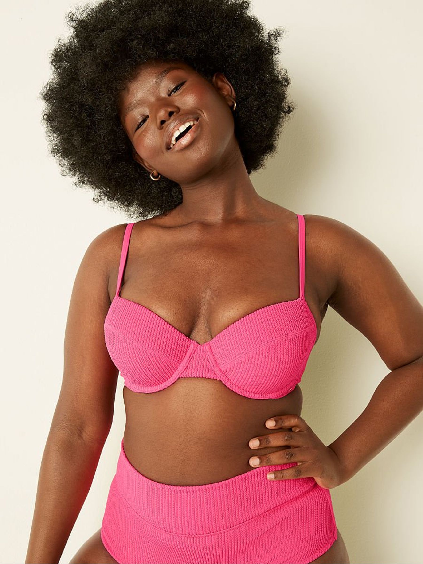 Capri Pink Crinkle PushUp Swim Top - Image 1 of 4