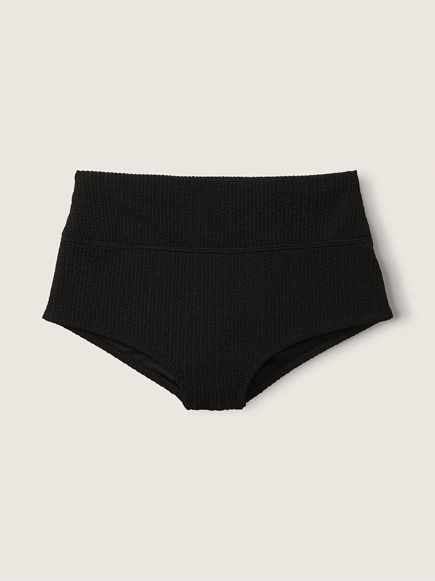Pure Black Crinkle High Waist Shortie Swim Bottom - Image 3 of 4