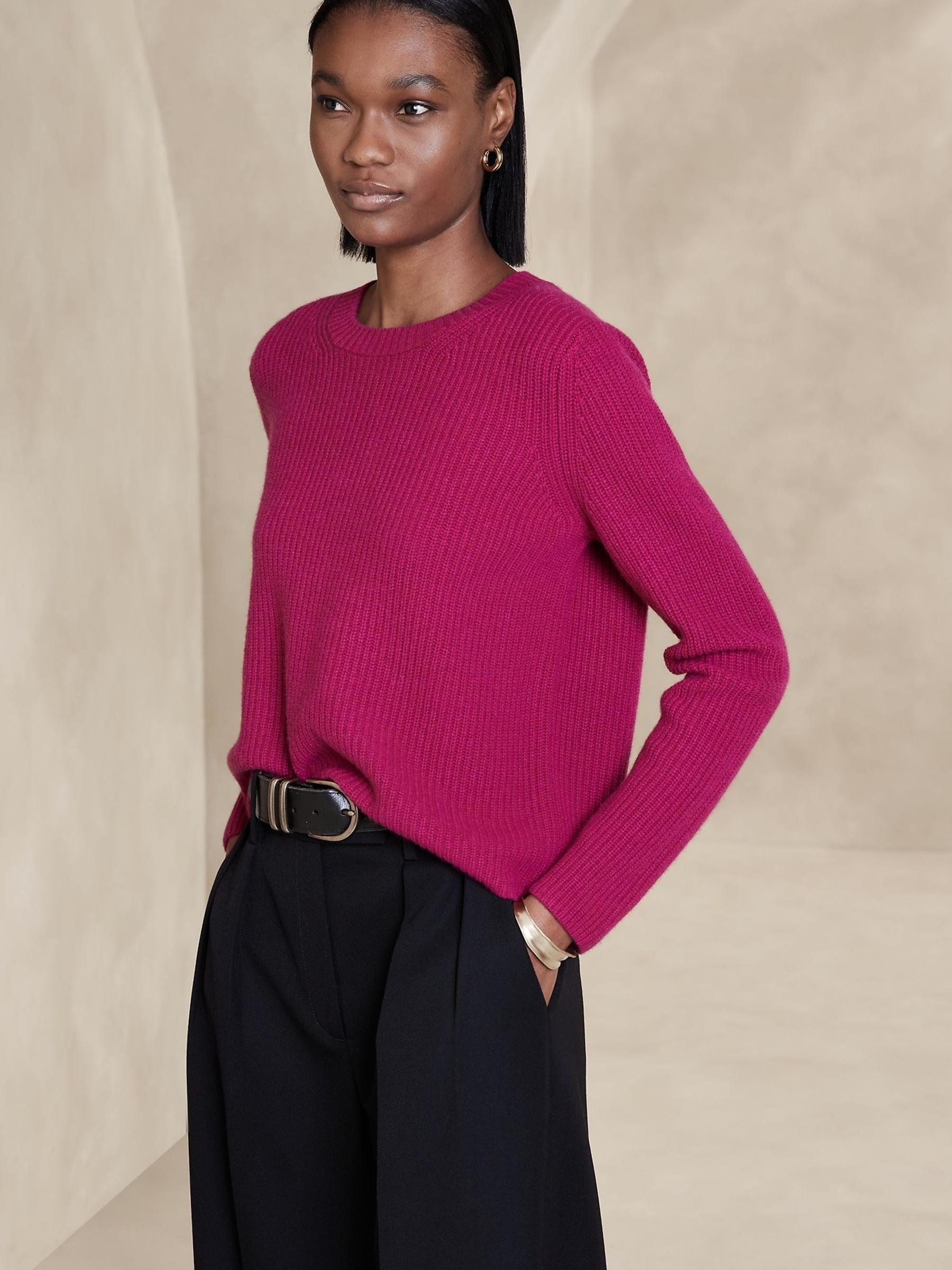 Banana Republic Magenta Pink Lucia Cashmere Ribbed Jumper - Image 1 of 1